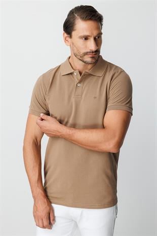 Vizon Modern Fit Dar Kalıp Polo Yaka Düz Kısa Kollu  %100 Pamuk Tişört