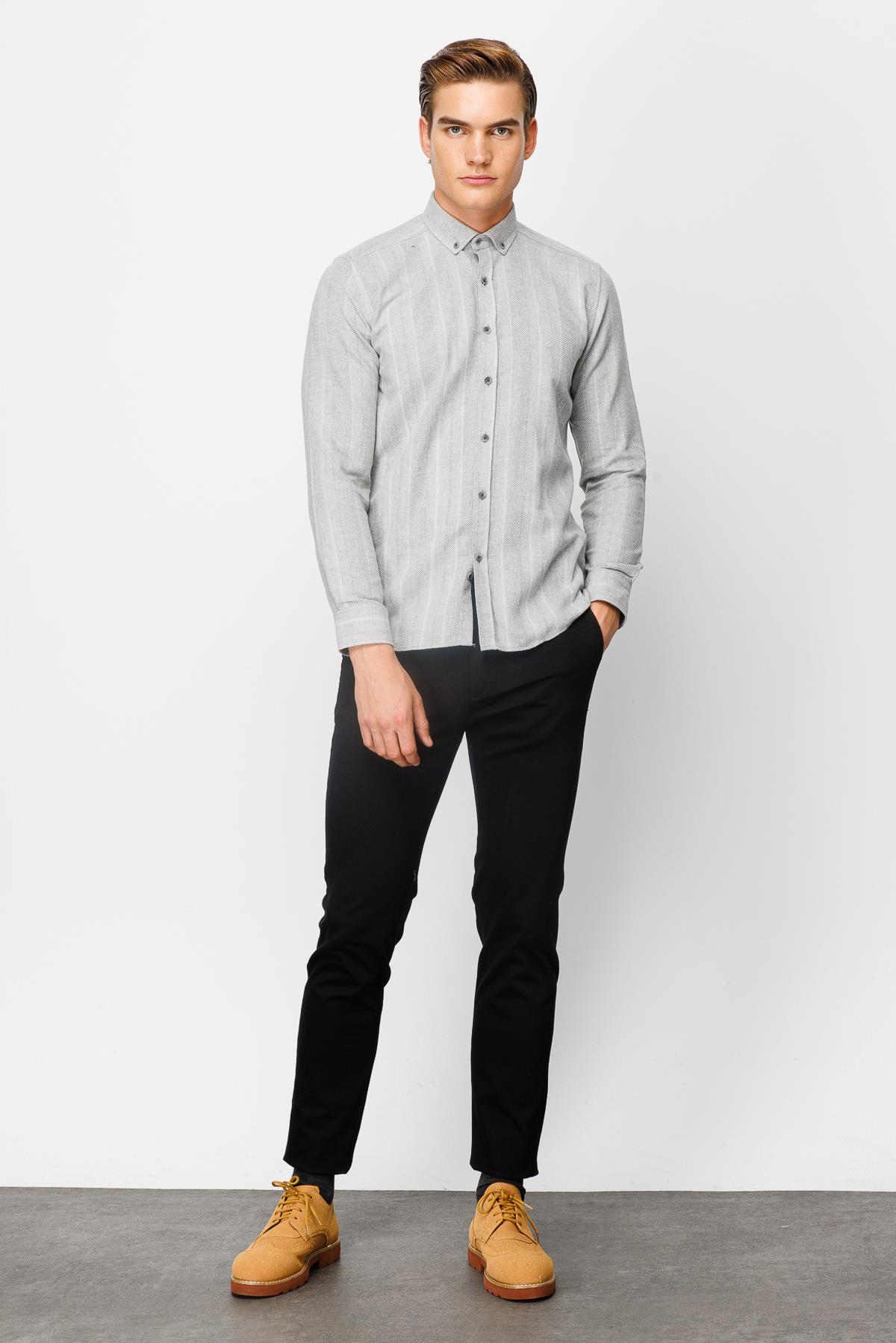 ERKEK GRİ DYNAMİCFİT TED BAKER DÜĞMELİ GÖMLEK