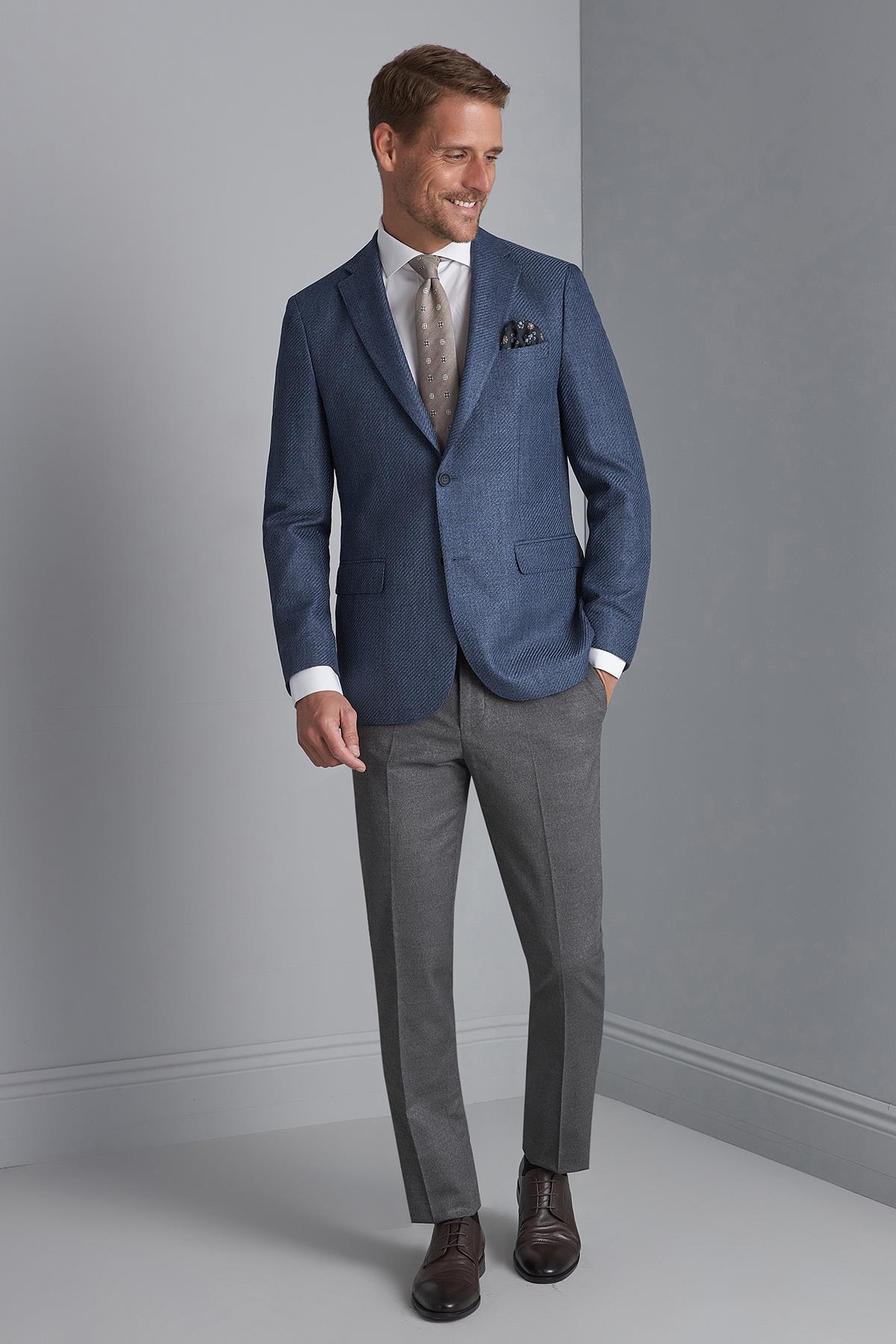 ERKEK LACİVERT SLIM FIT / DAR KALIP MONO YAKA CEKET
