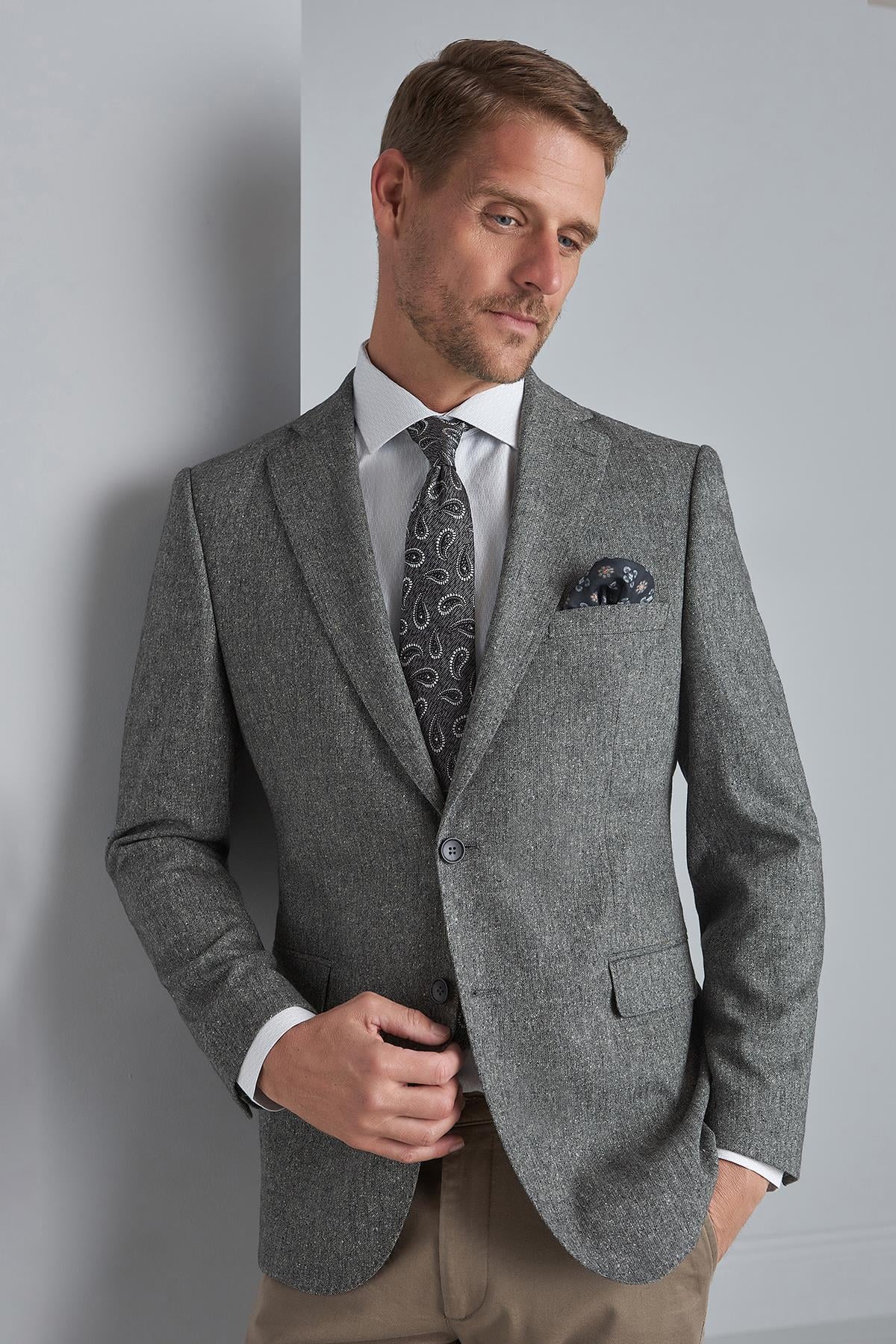 ERKEK SİYAH BARI (4 DROP)  / GENİŞ KALIP MONO YAKA CEKET