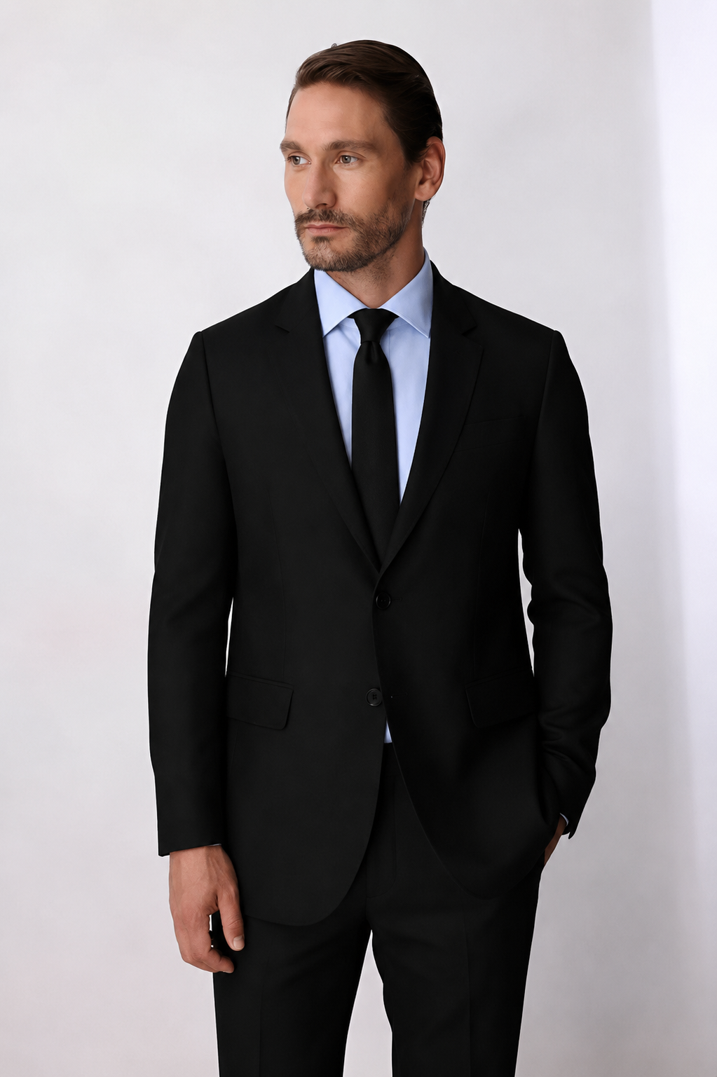 Erkek Siyah Regular Fit Klasik Takım Elbise