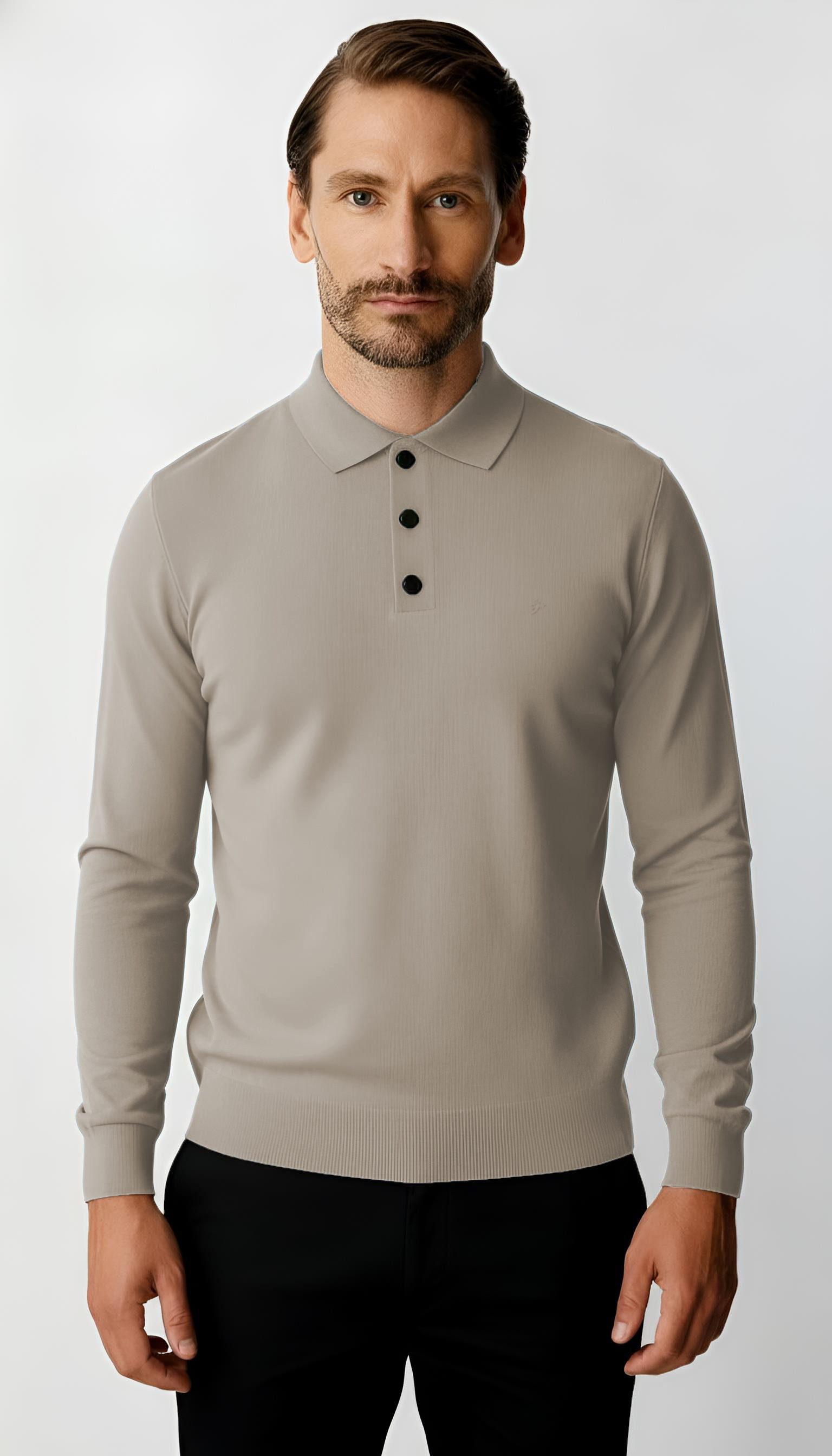 Taş Standart Fit Dar Kalıp Polo Yaka Düz Uzun Kollu  Triko