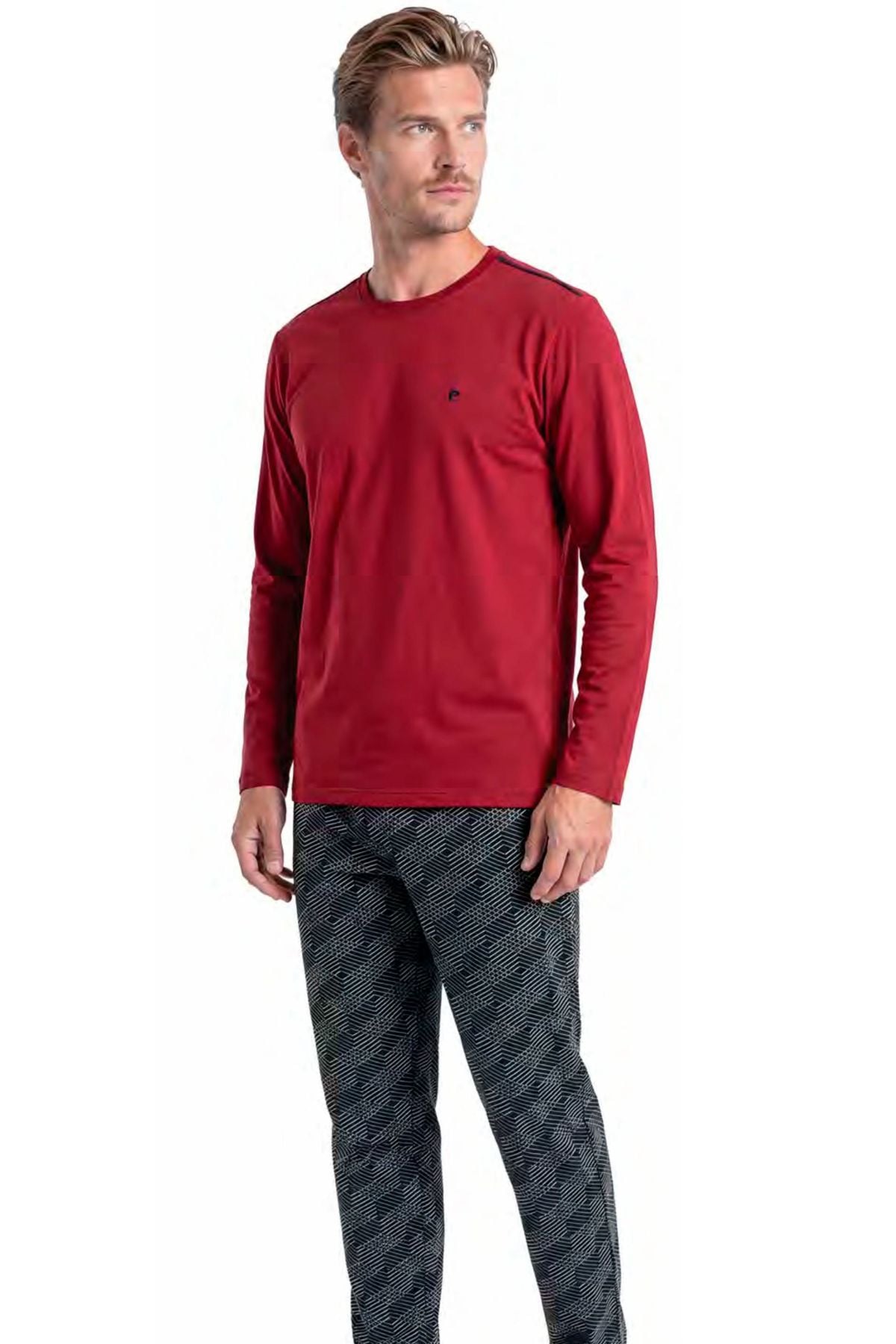 	Pierre Cardin 6149 Erkek Bordo Uzun Kollu Bisiklet Yaka Pijama Takımı