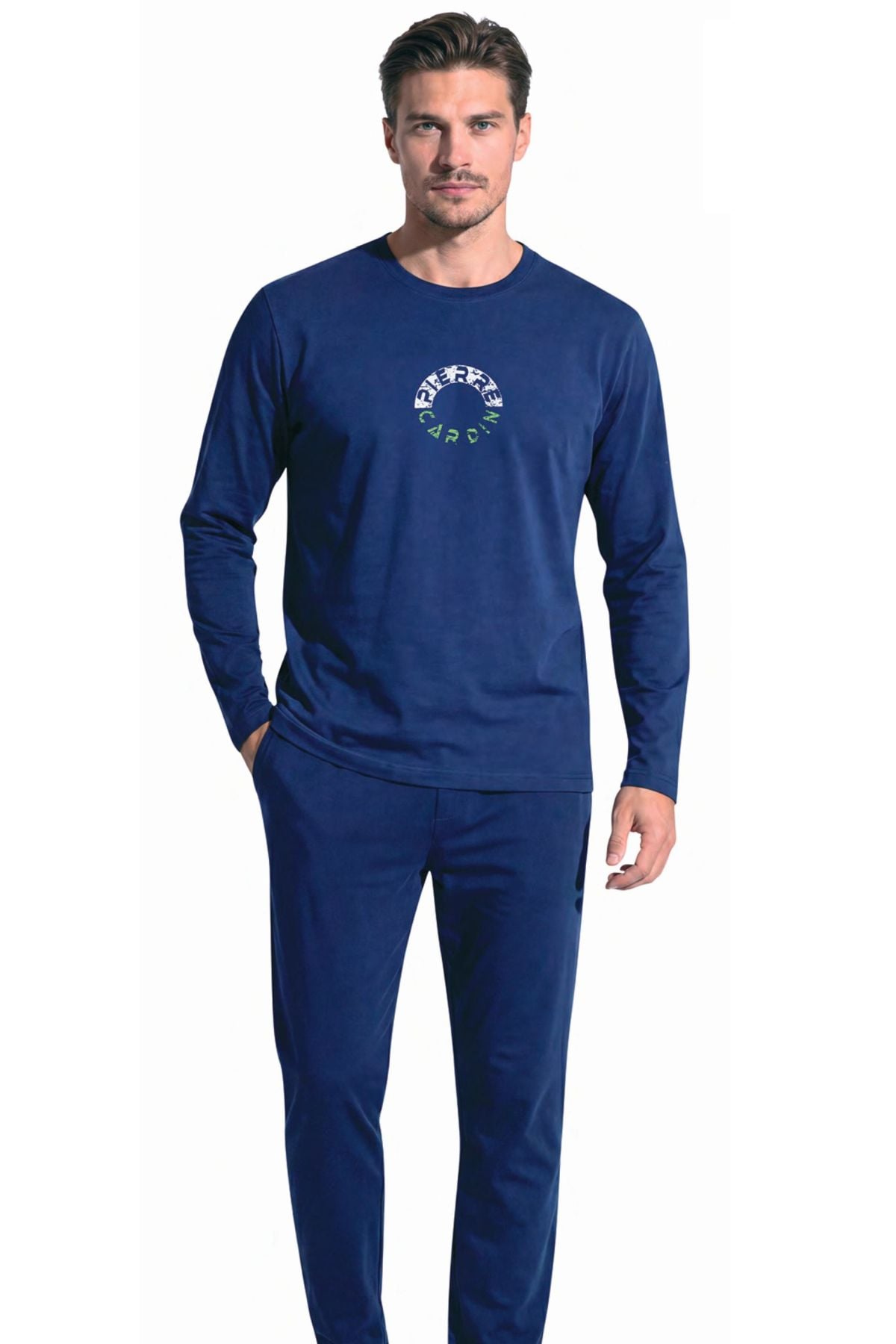 	Pierre Cardin 6155 Erkek Indıgo Uzun Kollu Bisiklet Yaka Pijama Takımı