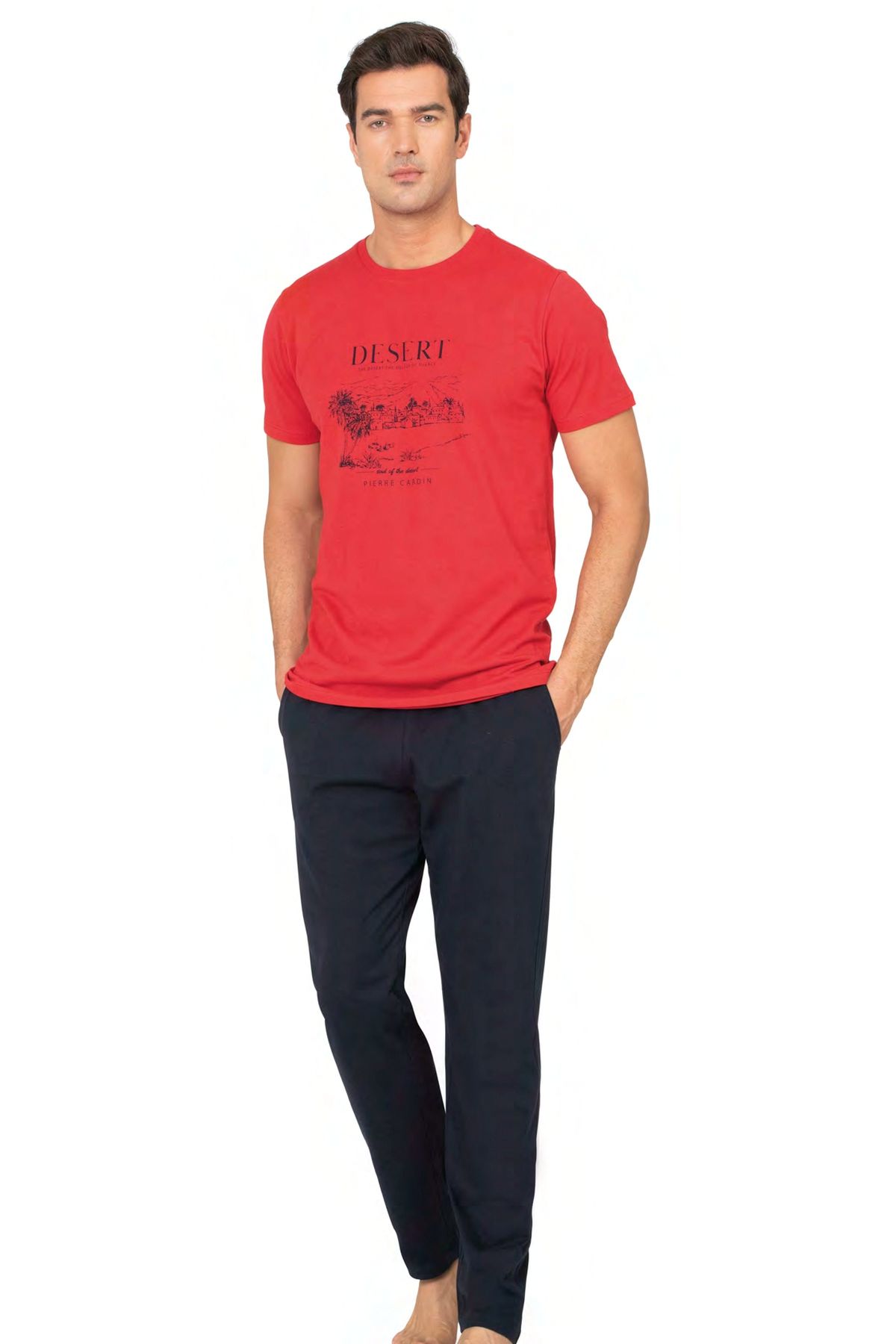 	Pierre Cardin 6138 Erkek Kırmızı Kısa Kollu Yuvarlak Yaka Pijama Takımı