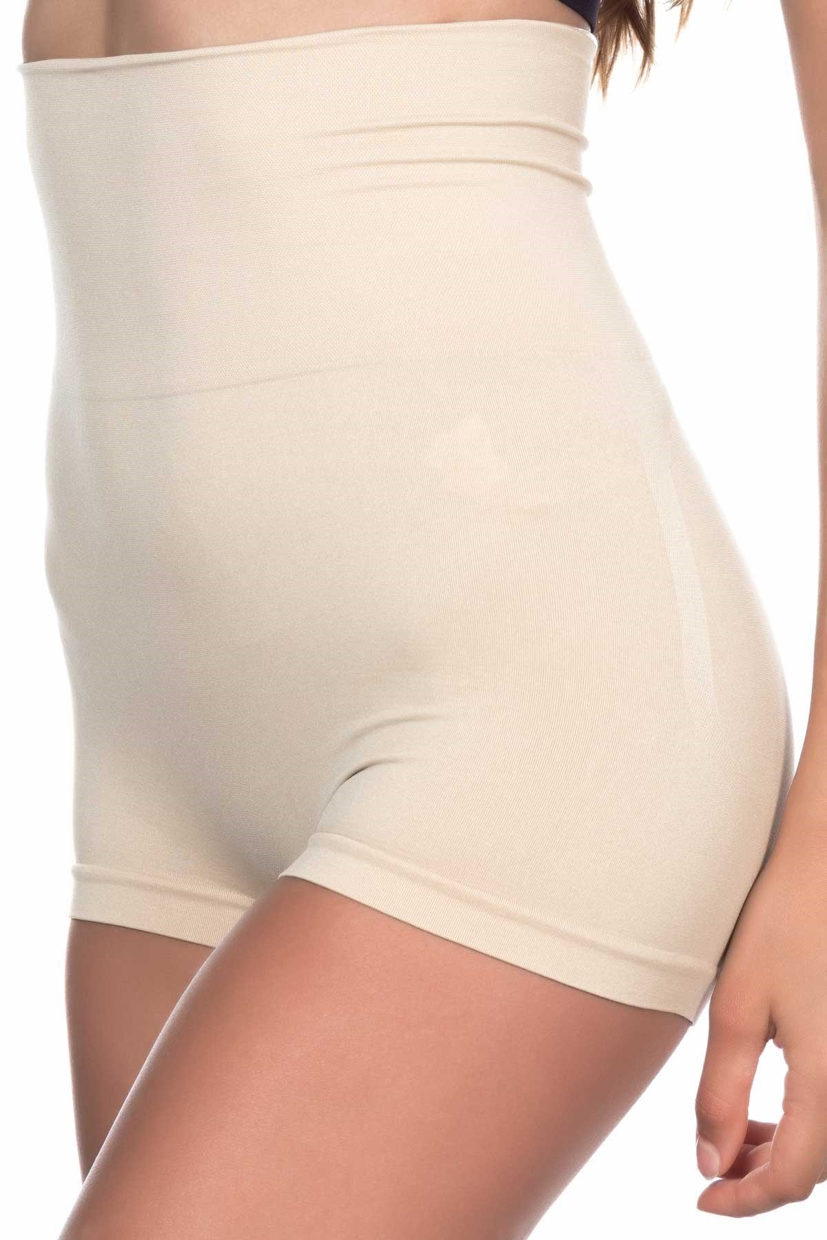 Emay 2022 Dikişsiz Toparlayıcı Çift Kat Boxer Korse Ten