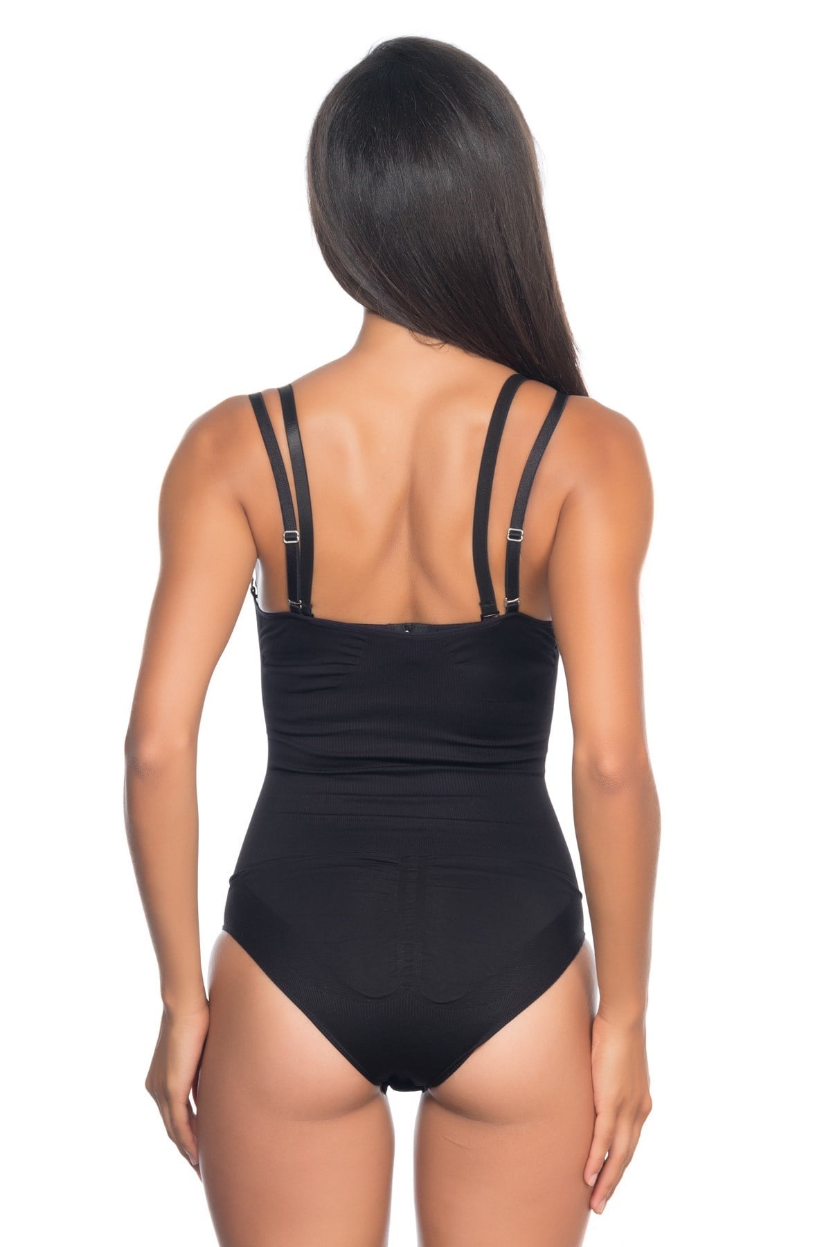 Emay 2073 Göğsü Açık Body Slip Korse Siyah
