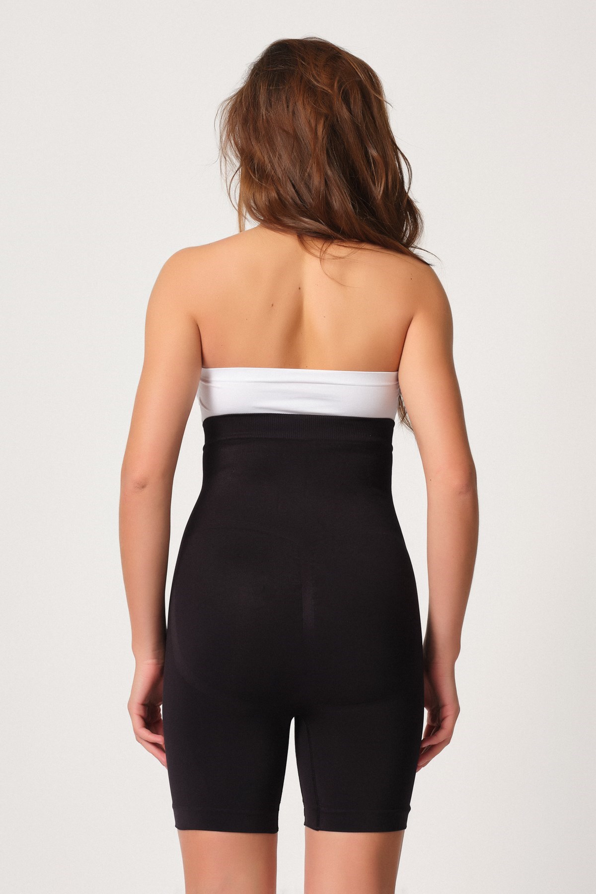 Emay 2087 Agraflı Dikişsiz Paçalı Boxer Korse Siyah