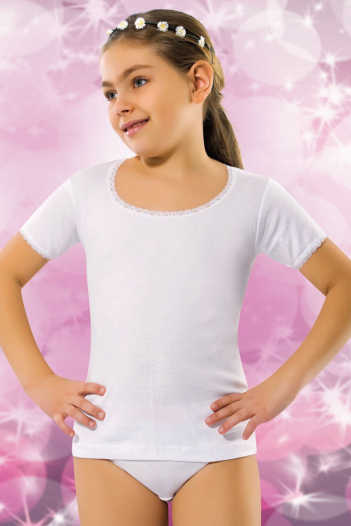 Kız Çocuk Ribana Bisiklet Yaka Atlet 6lı Paket