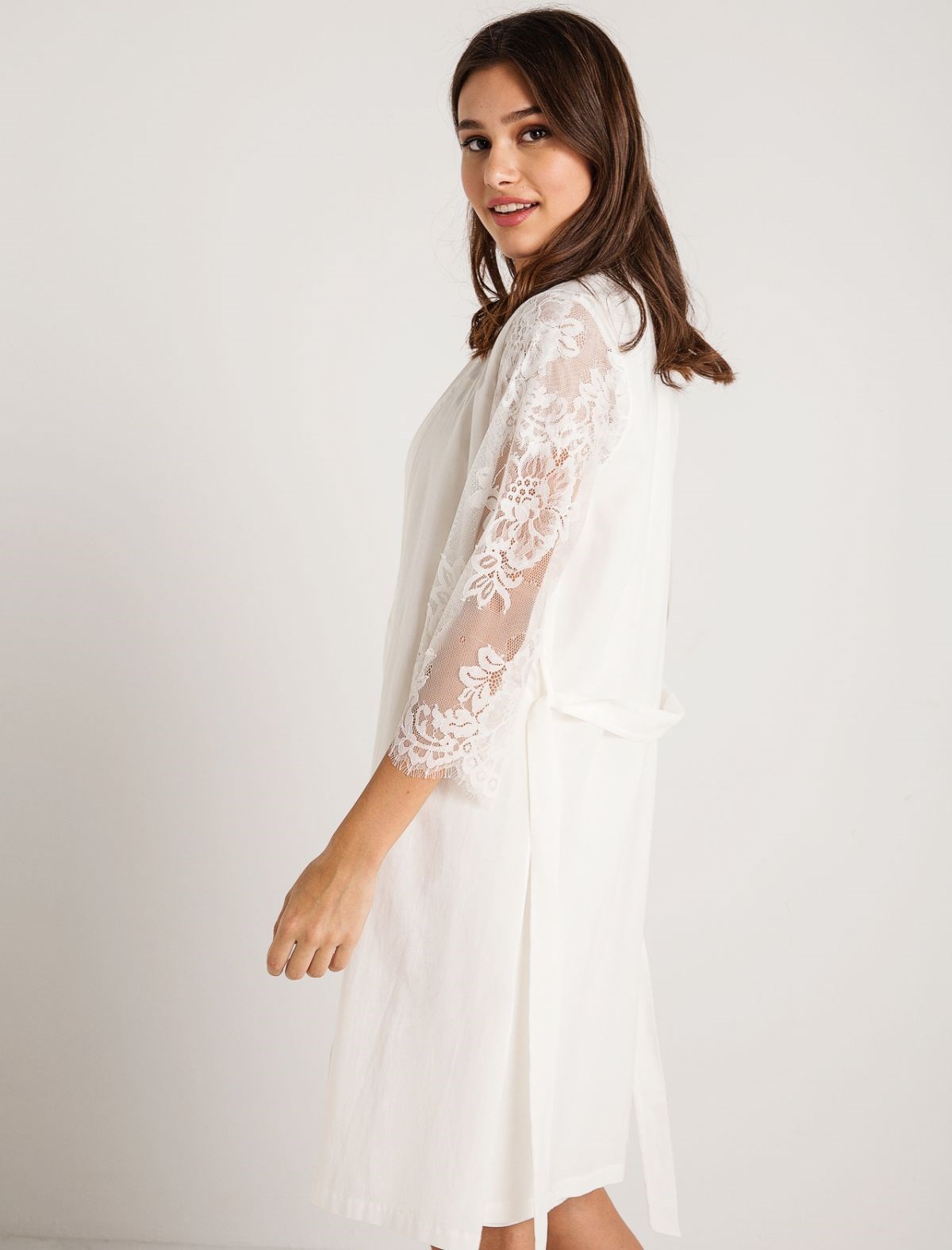 Magic Form 26414 Ekru Pamuklu Sabahlıklı Hamile Lohusa Gecelik Takımı