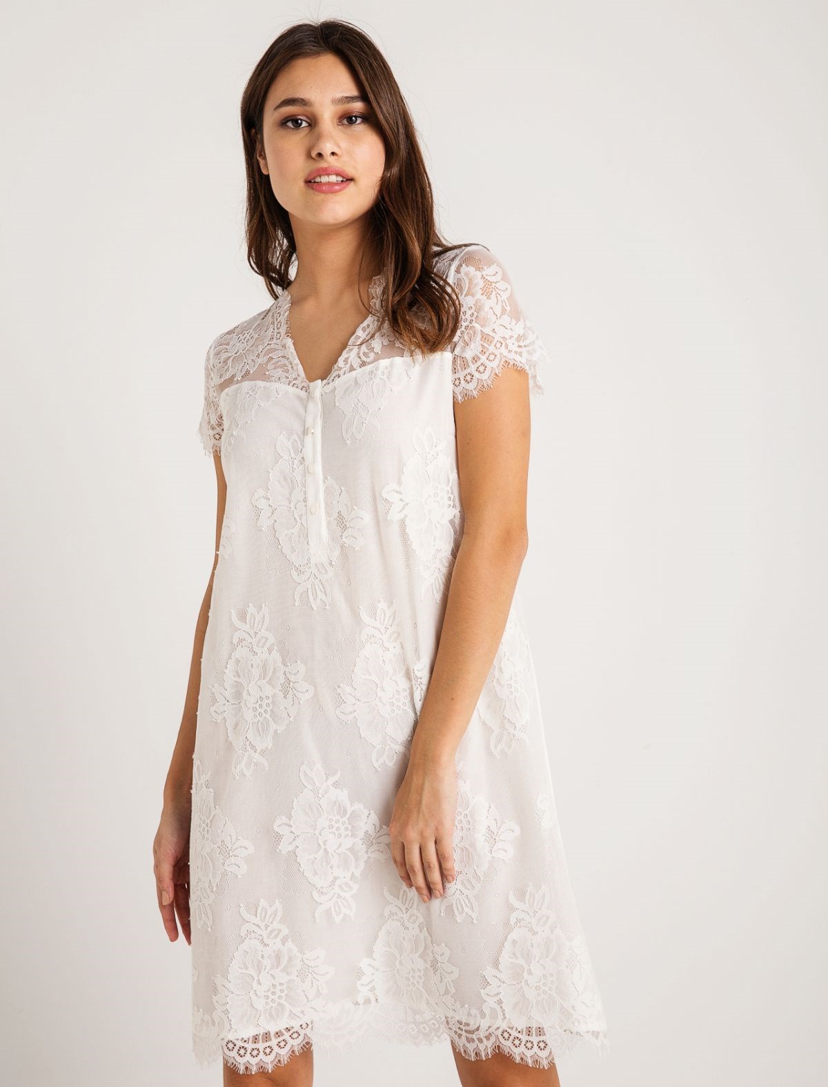 Magic Form 26414 Ekru Pamuklu Sabahlıklı Hamile Lohusa Gecelik Takımı