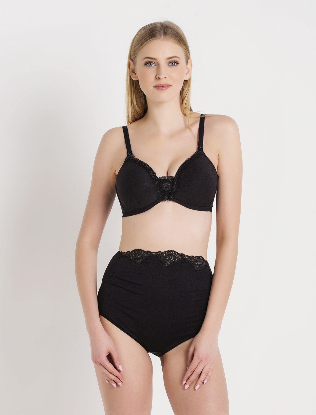 Magic Form 851 Beli Dantelli Yüksek Bel Siyah Hamile Külotu