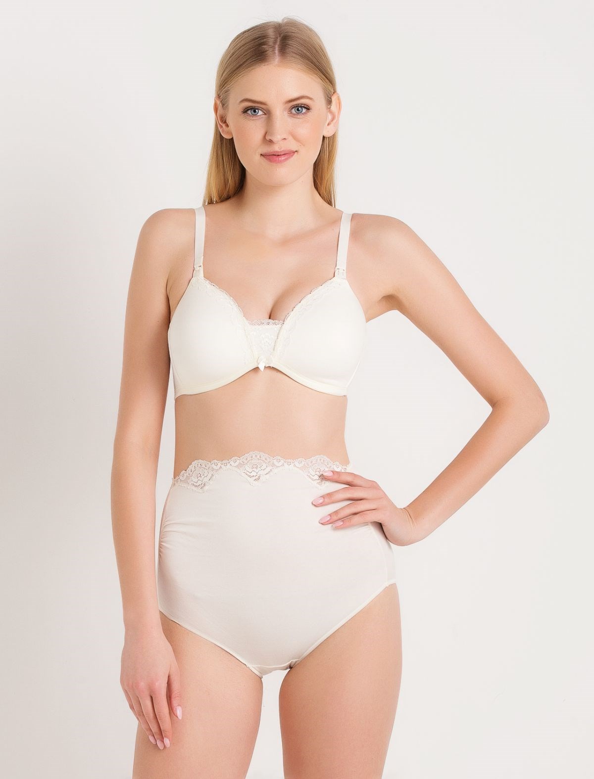 Magic Form 851 Beli Dantelli Yüksek Bel Ekru Hamile Külotu