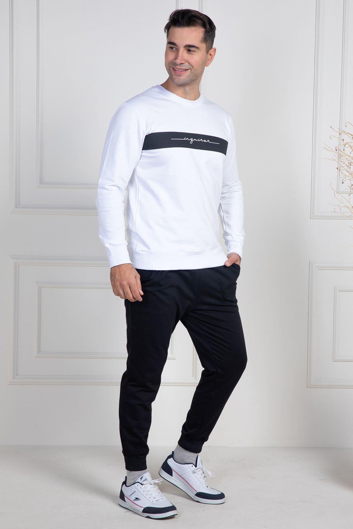 Mecit 2976 Beyaz İki İp Örme Spor Model Erkek Pijama Takımı