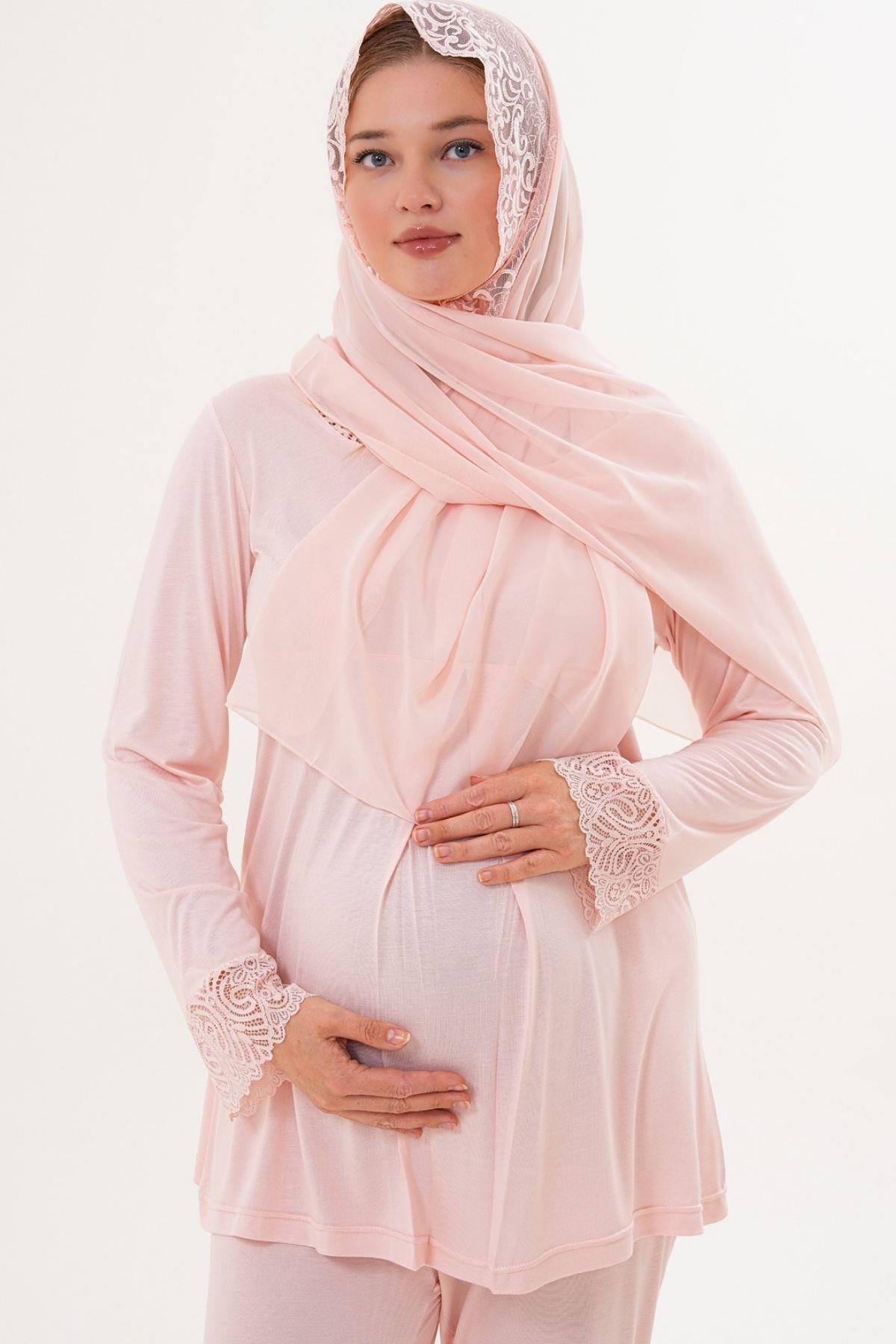 Mecit 5808 Pudra Hamile Lohusa Pijama Takımı