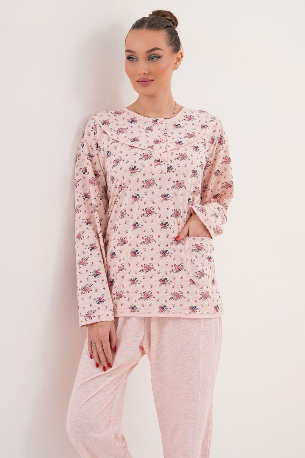 Mecit 6314 Pudra Kadın Büyük Beden Pijama Takımı
