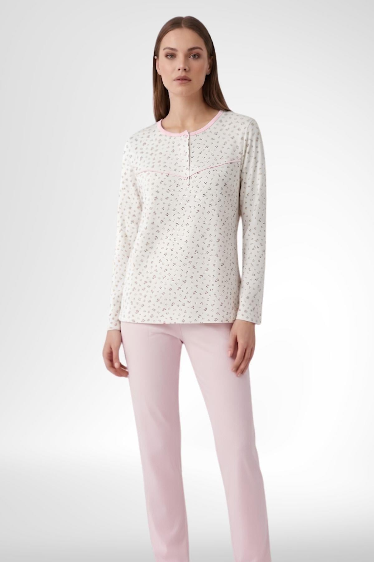 Mecit 6361 Pembe %100 Pamuk Büyük Beden Kadın Pijama Takımı