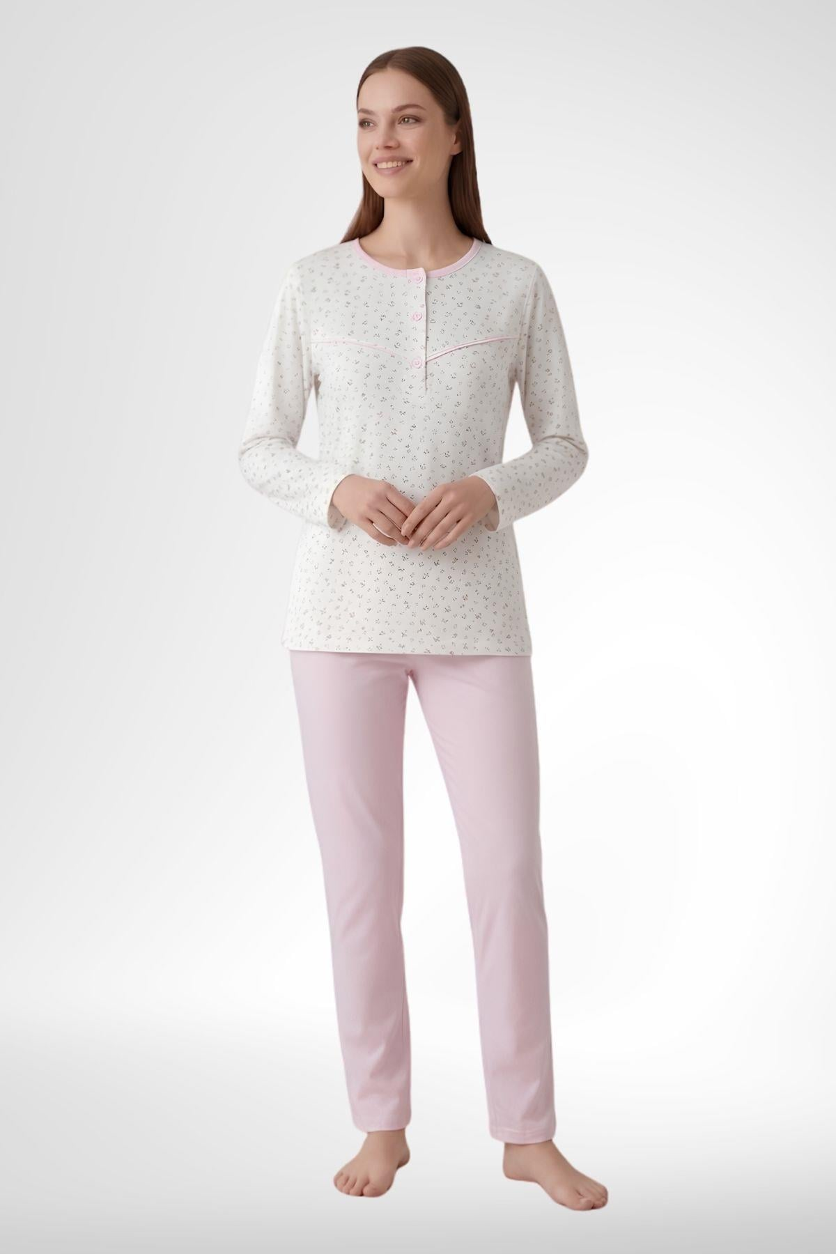 Mecit 6361 Pembe %100 Pamuk Büyük Beden Kadın Pijama Takımı