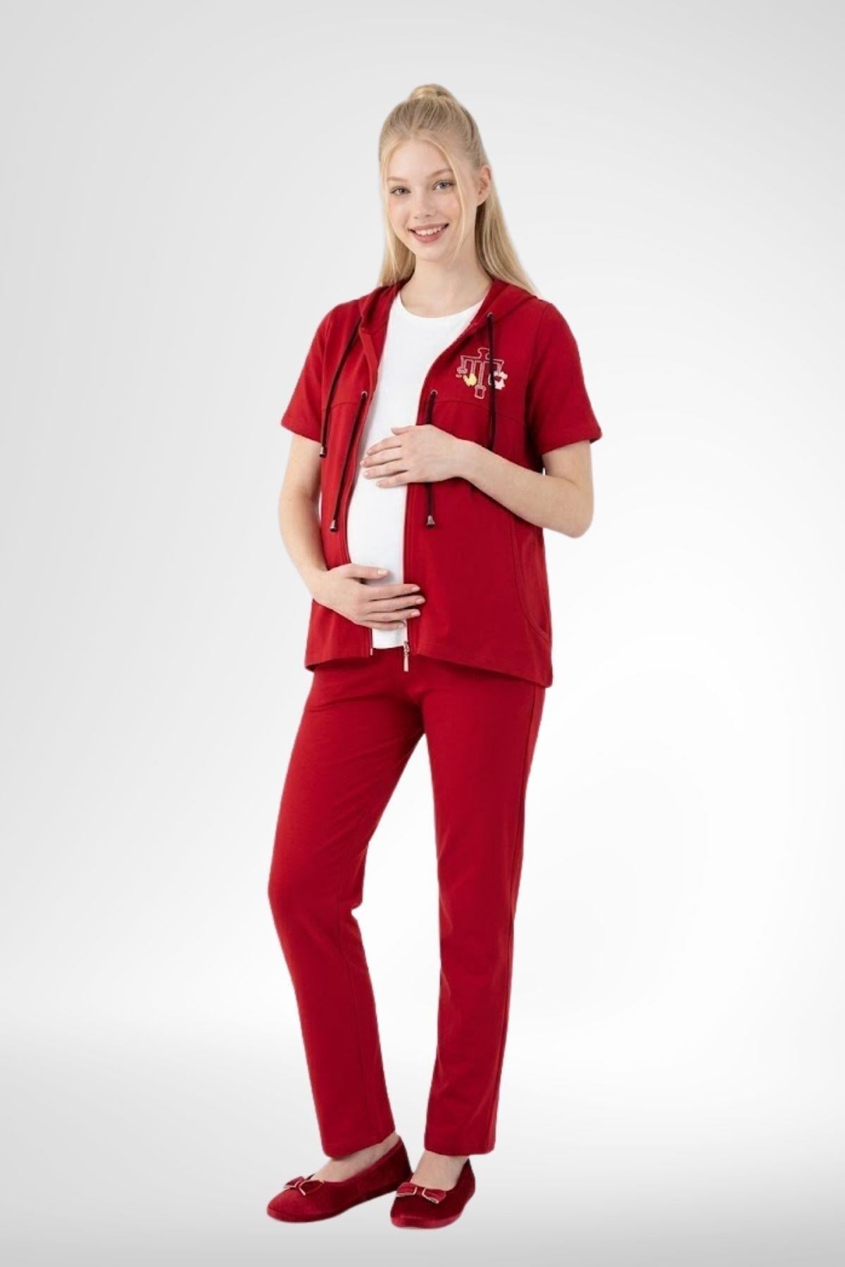 Mecit 6400 Kırmızı 3lü Hamile Lohusa Pijama Takımı