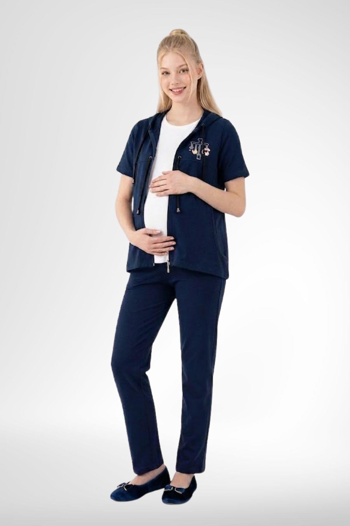 Mecit 6400 Lacivert 3lü Hamile Lohusa Pijama Takımı
