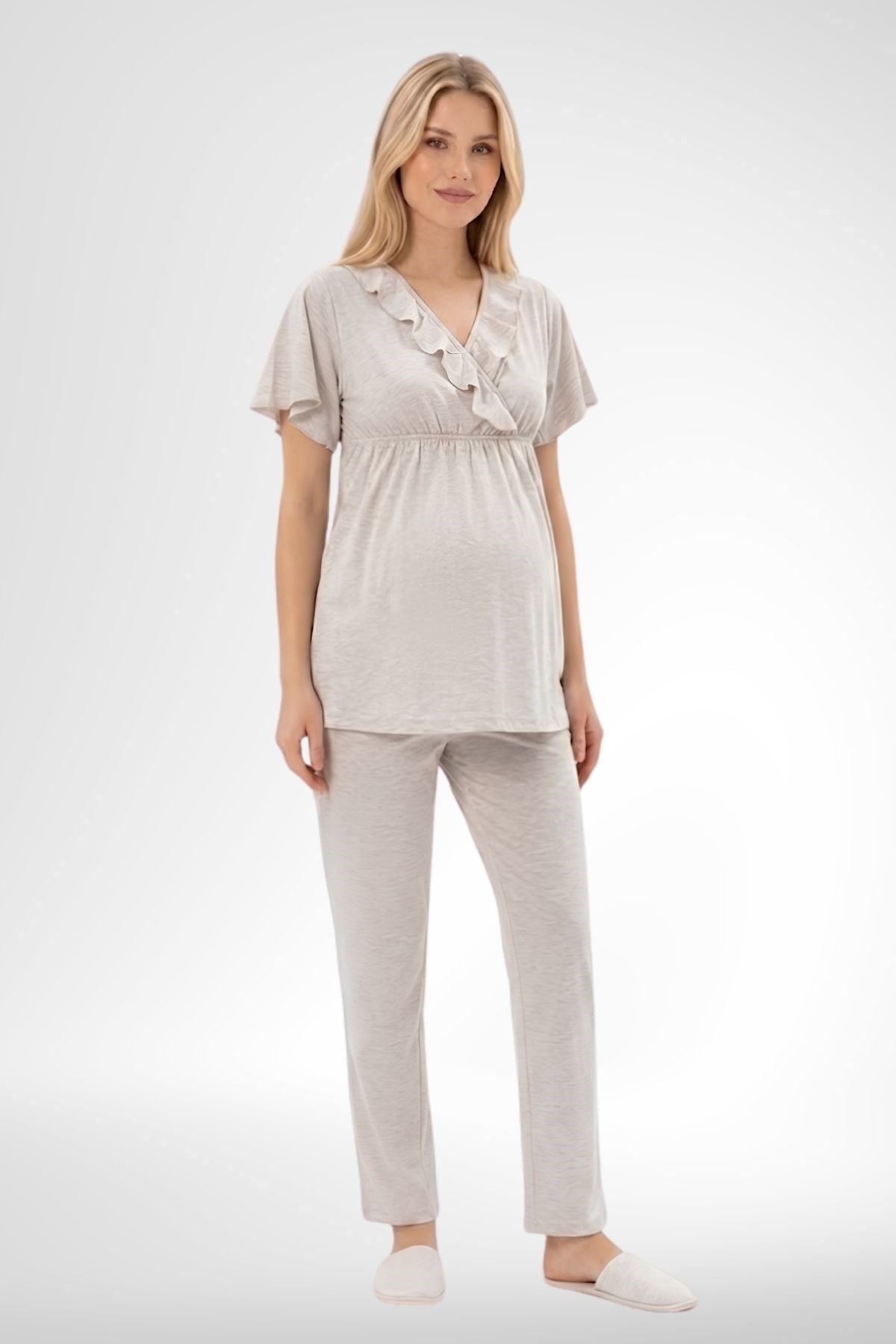 Mecit 6403 Vizon Sabahlıklı Lohusa Pijama Takımı