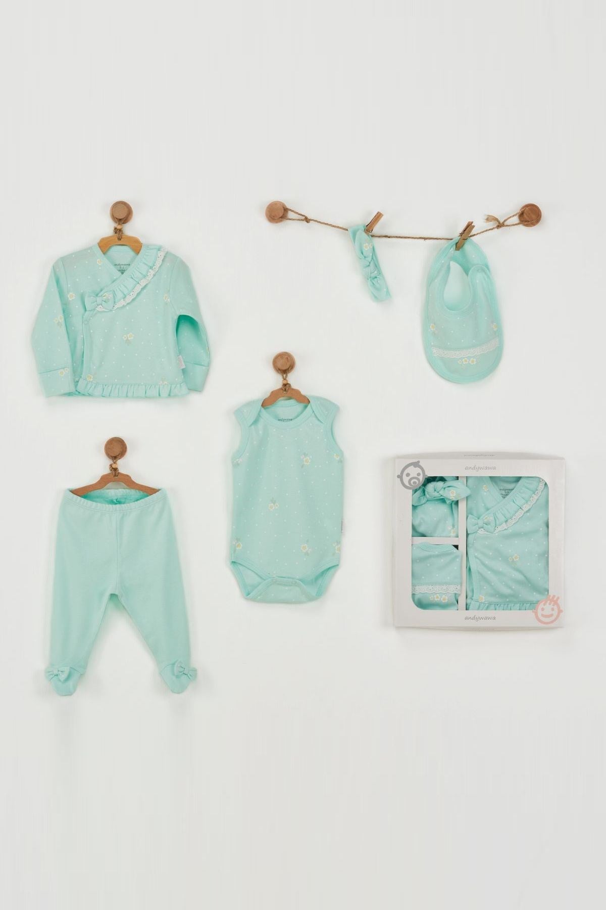 Andywawa Mint Summer Paradise 5'li Kız Bebek Hastane Çıkışı AC22800Kız Bebek 5'li SetAndywawa