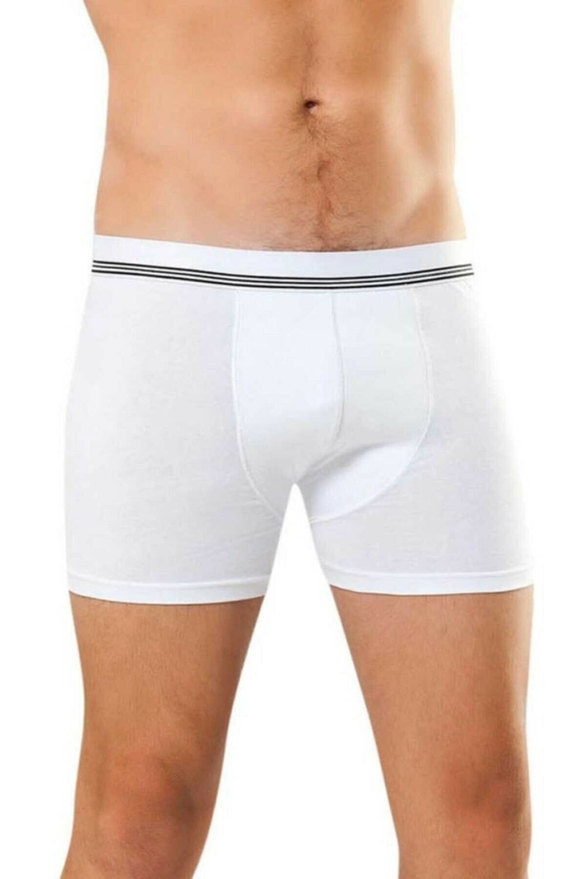 Anıt 1252 Beyaz 3 Adet Çizgili Likralı Erkek BoxerBoxerAnıt Lingerie