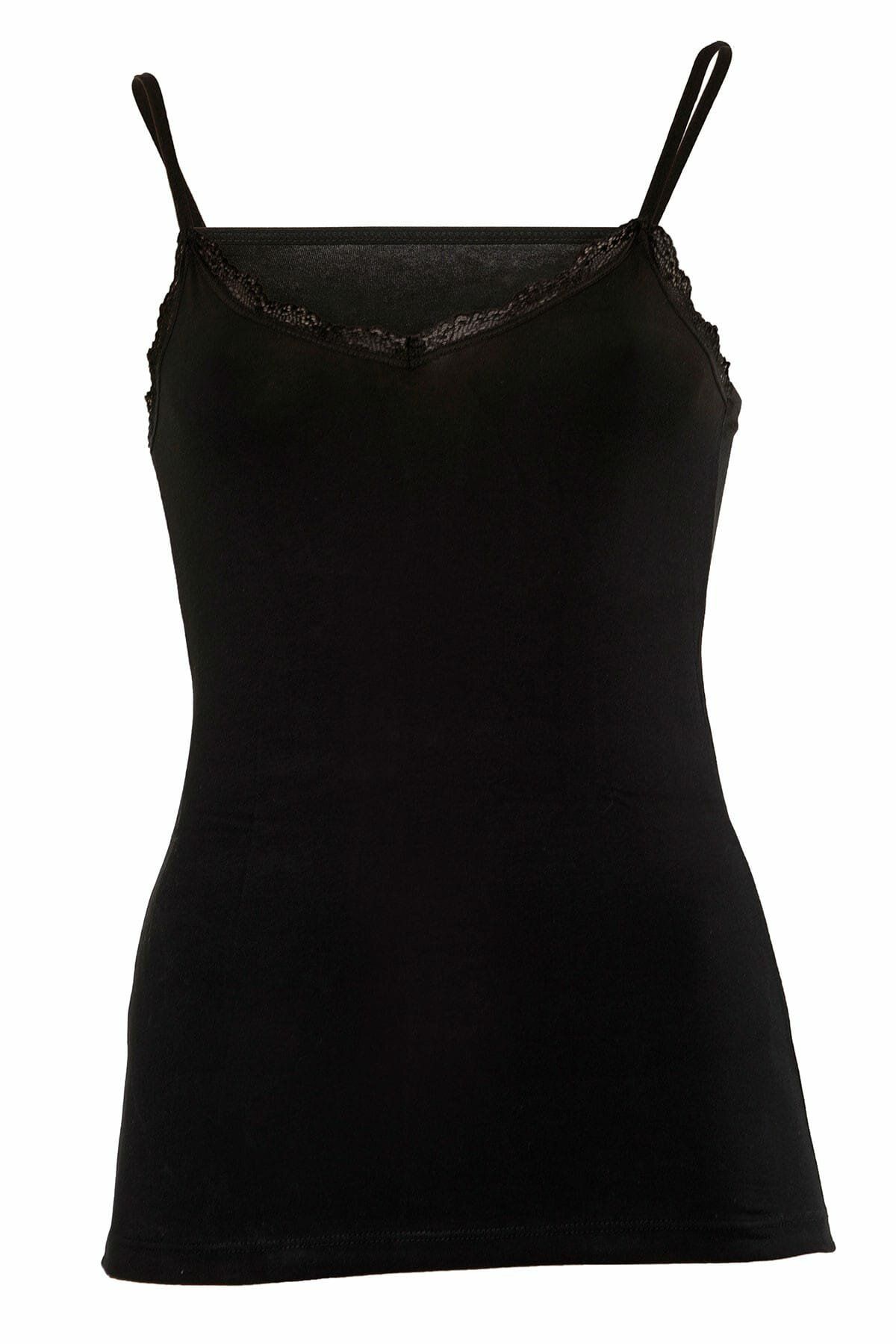 Anıt 2174 Kadın Siyah Askılı Dantelli AtletKadın AtletAnıt Lingerie