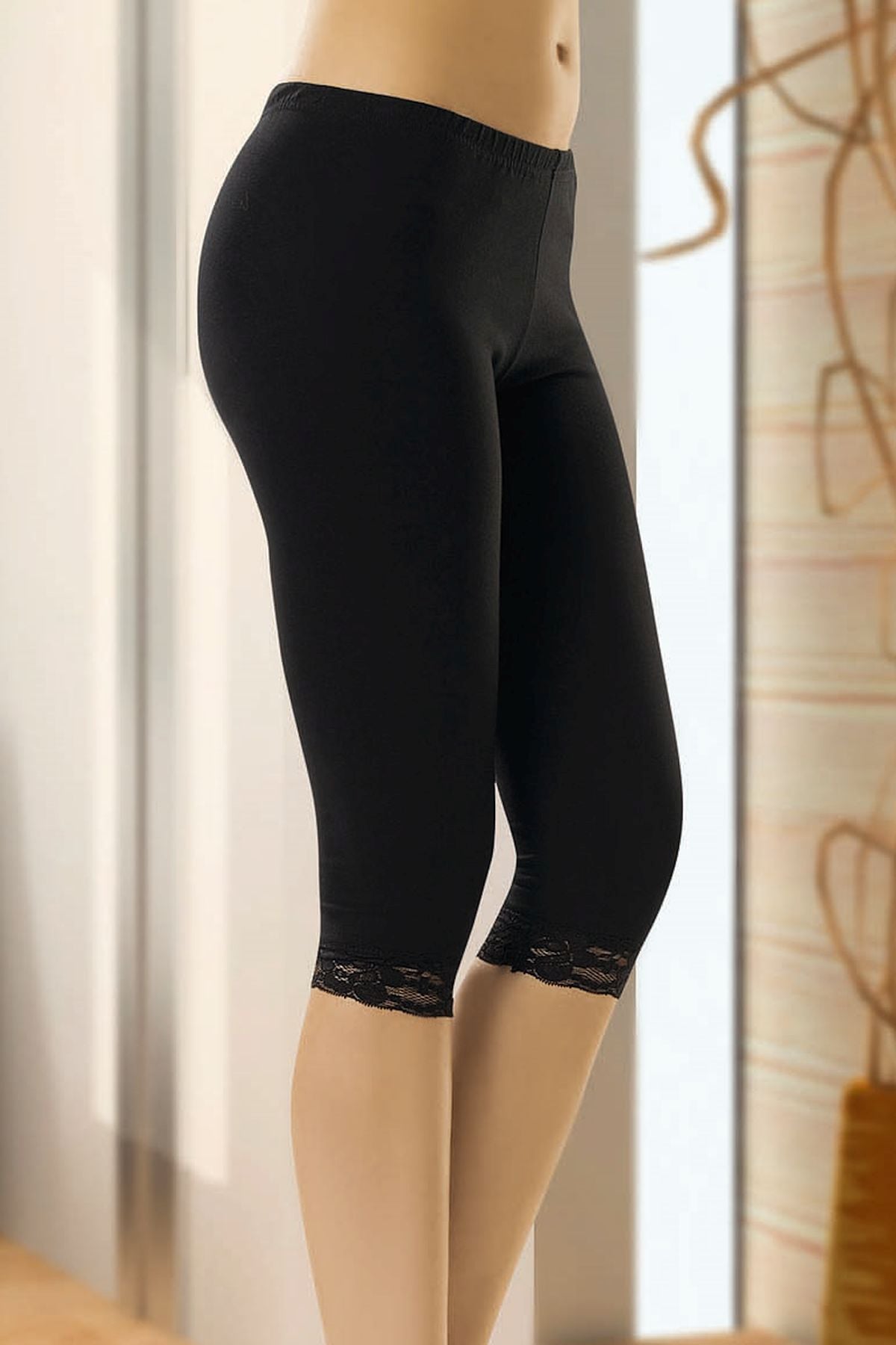 Anıt 3254 Kadın Siyah İnce Dantelli TaytKadın TaytAnıt Lingerie