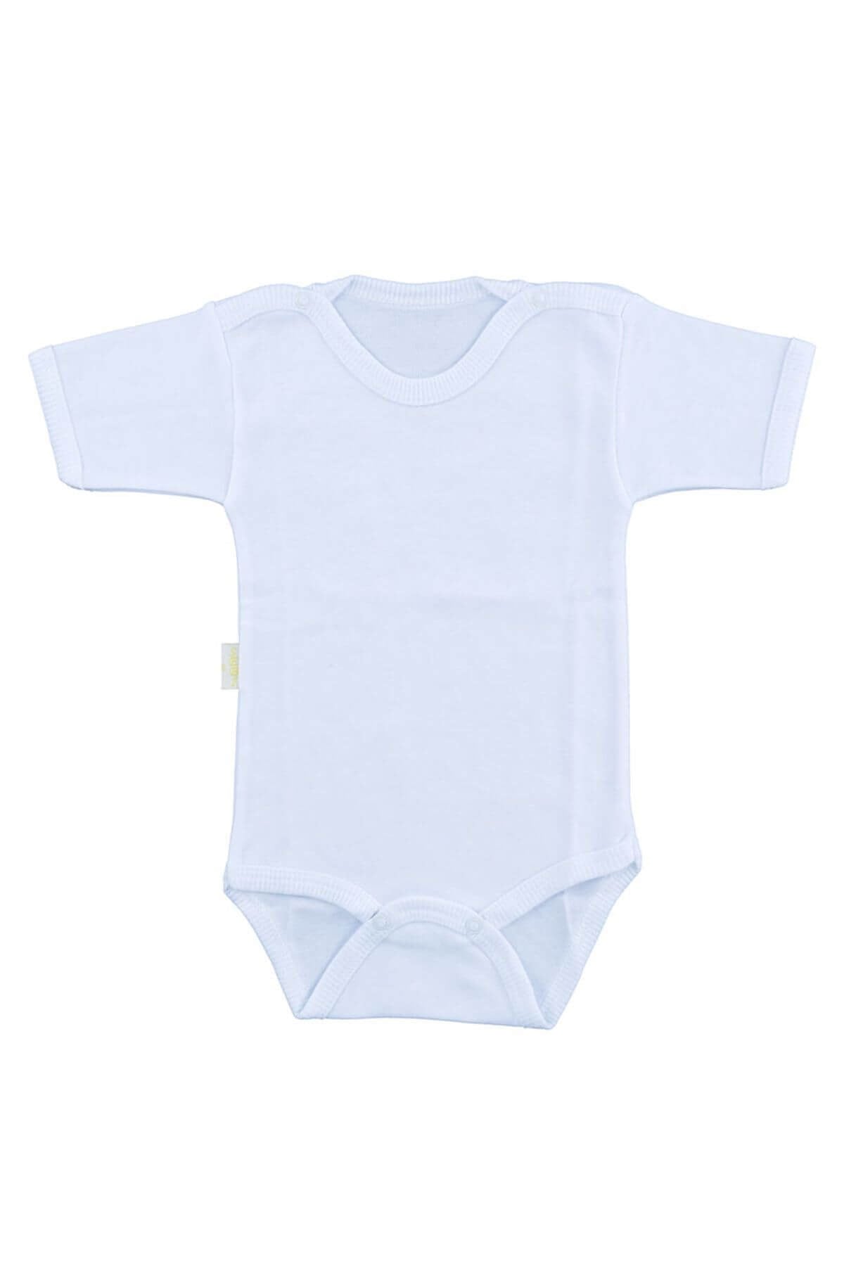 Bebek Beyaz Body Pamuklu Yarım Kol Çıtçıtlı Badi SB156Erkek Bebek BodySebi