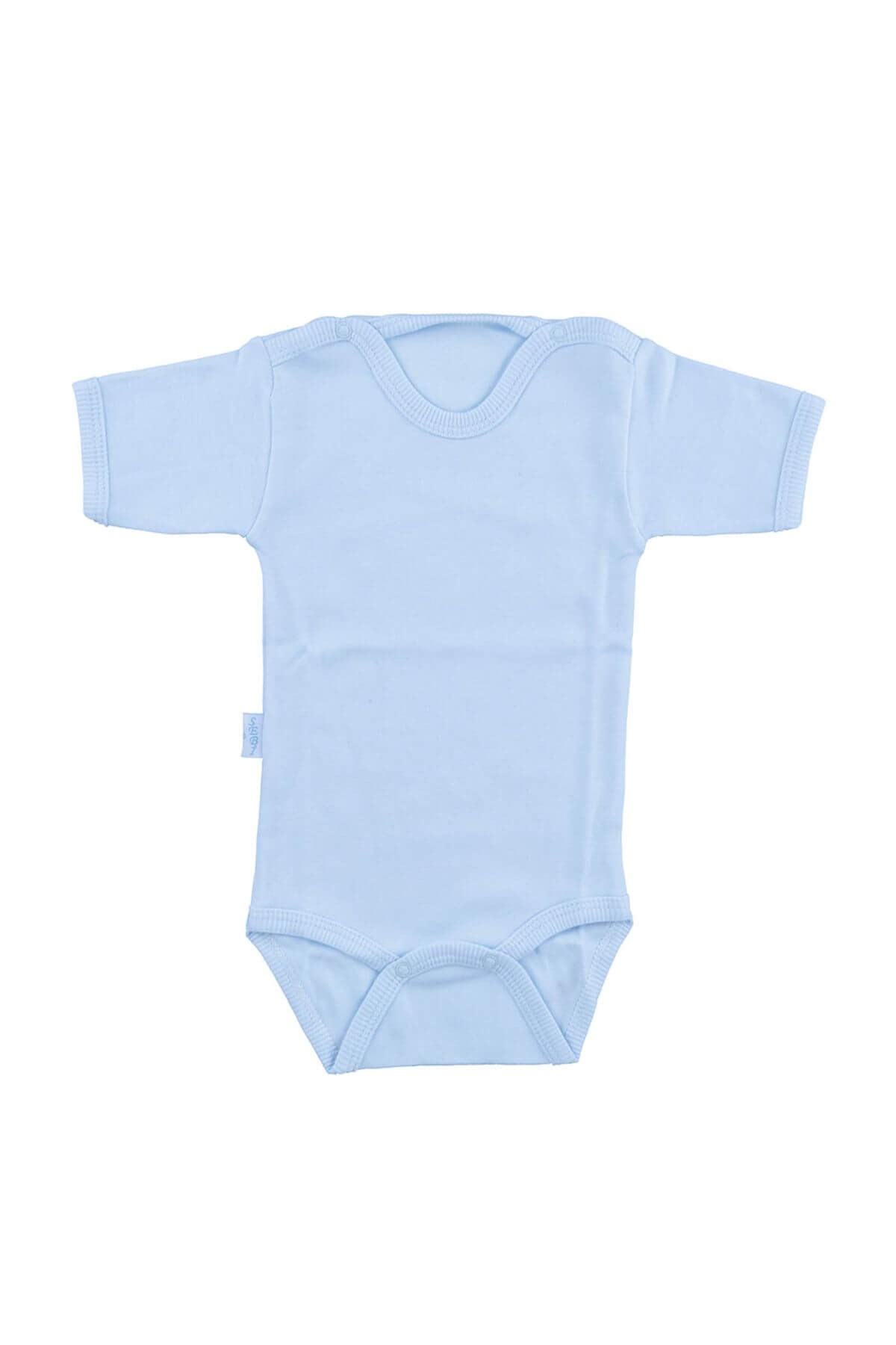 Bebek Mavi Body Pamuklu Yarım Kol Çıtçıtlı Badi SB156Erkek Bebek BodySebi