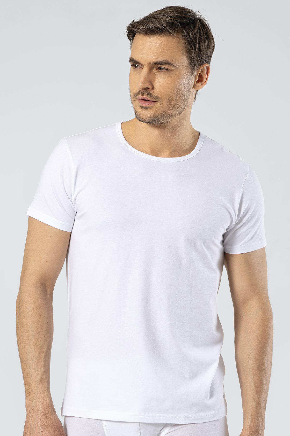 Cacharel 1305 Beyaz Erkek O Yaka Kısa Kollu T-Shirt