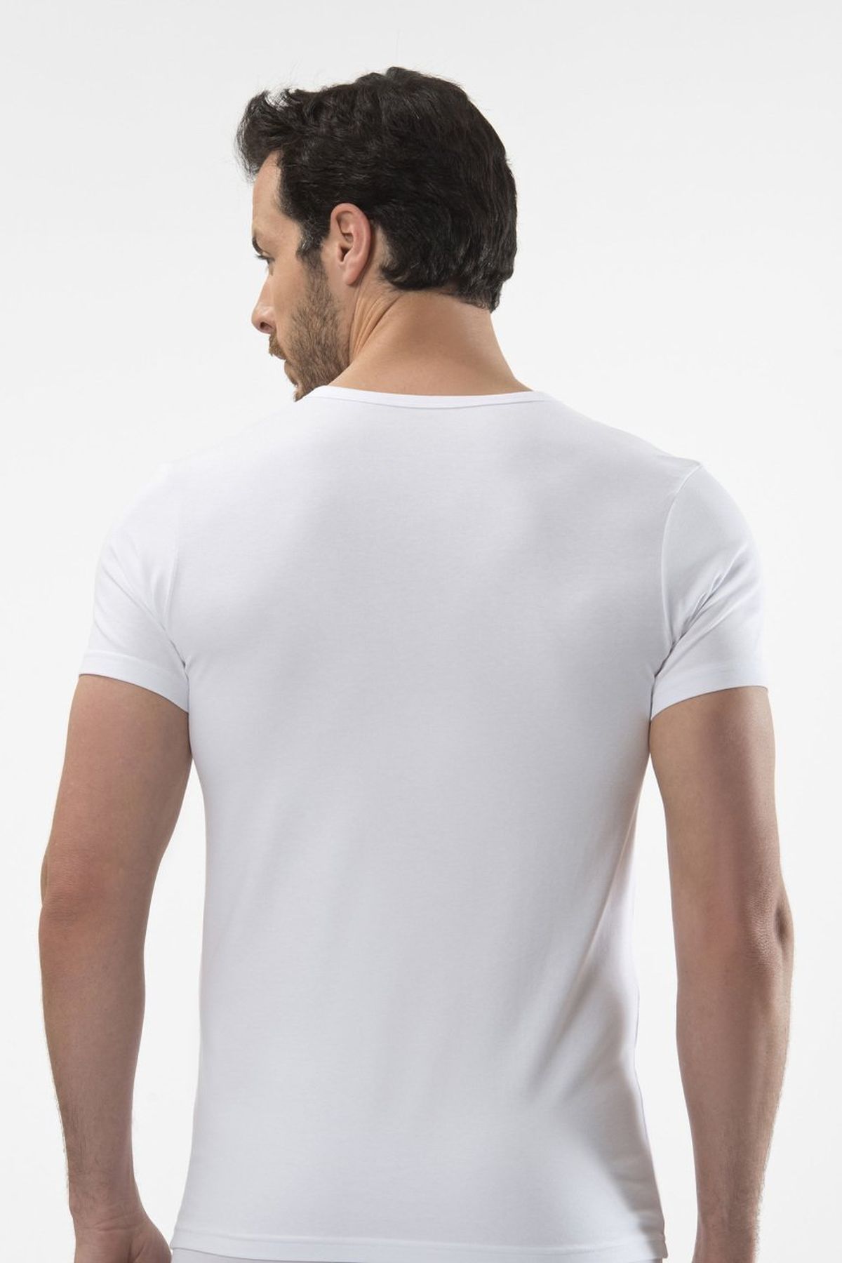 Cacharel 1306 Beyaz Erkek V Yaka Kısa Kollu T-Shirt