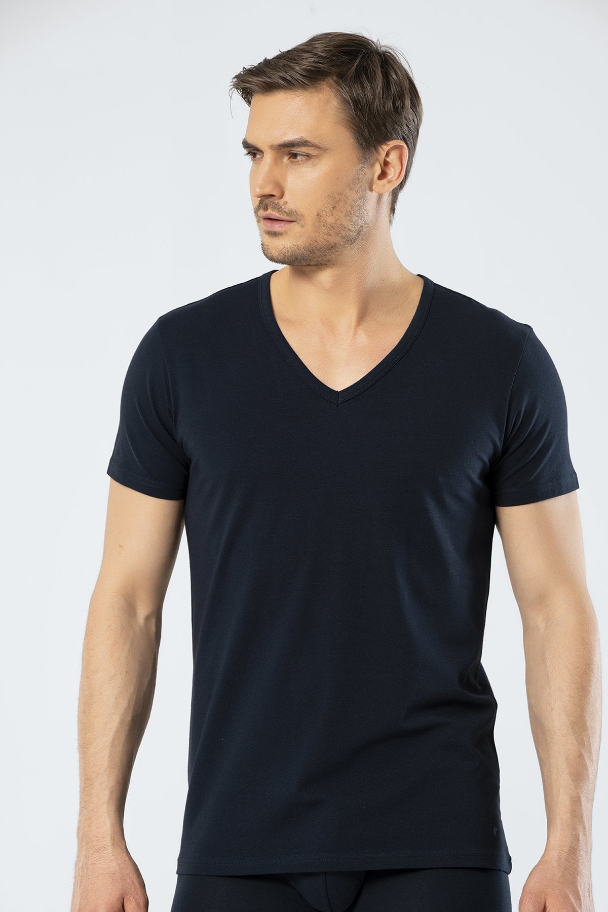 Cacharel 1306 Lacivert Erkek V Yaka Kısa Kollu T-Shirt