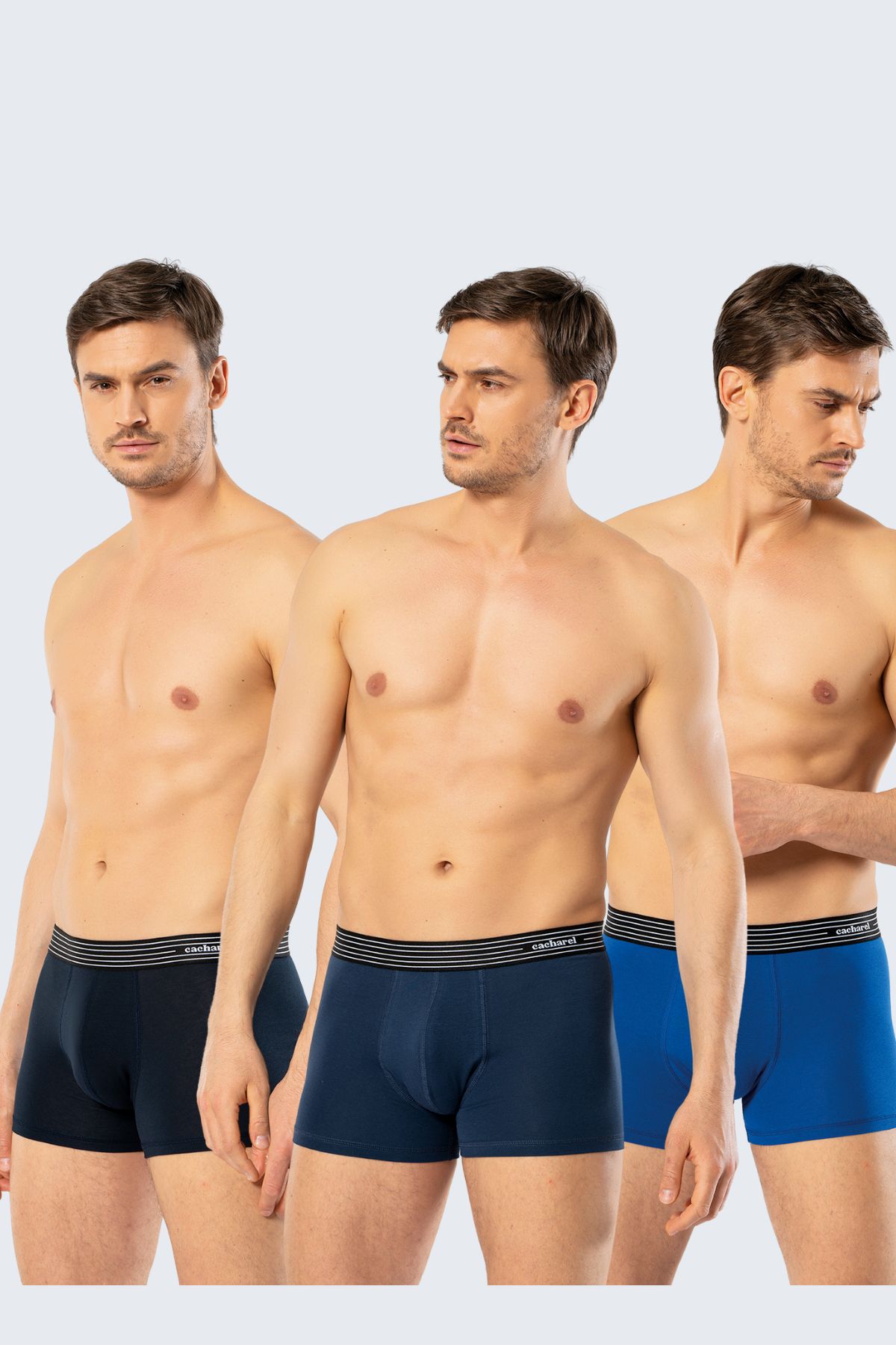 Cacharel 1320 Lacivert İndigo Saks Erkek 3Lü Paket Boxer