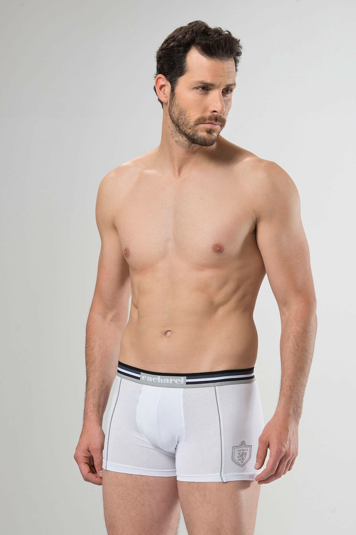 Cacharel 1323 Beyaz Siyah Erkek 2Li Boxer