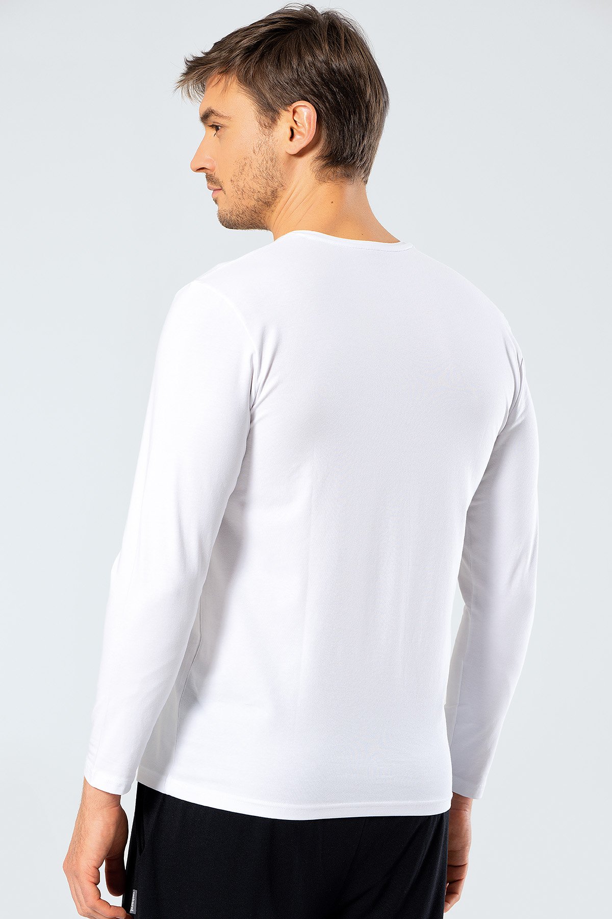 Cacharel 1333 Beyaz Erkek Erkek Beyaz O Yaka Uzun Kollu Sweatshirt