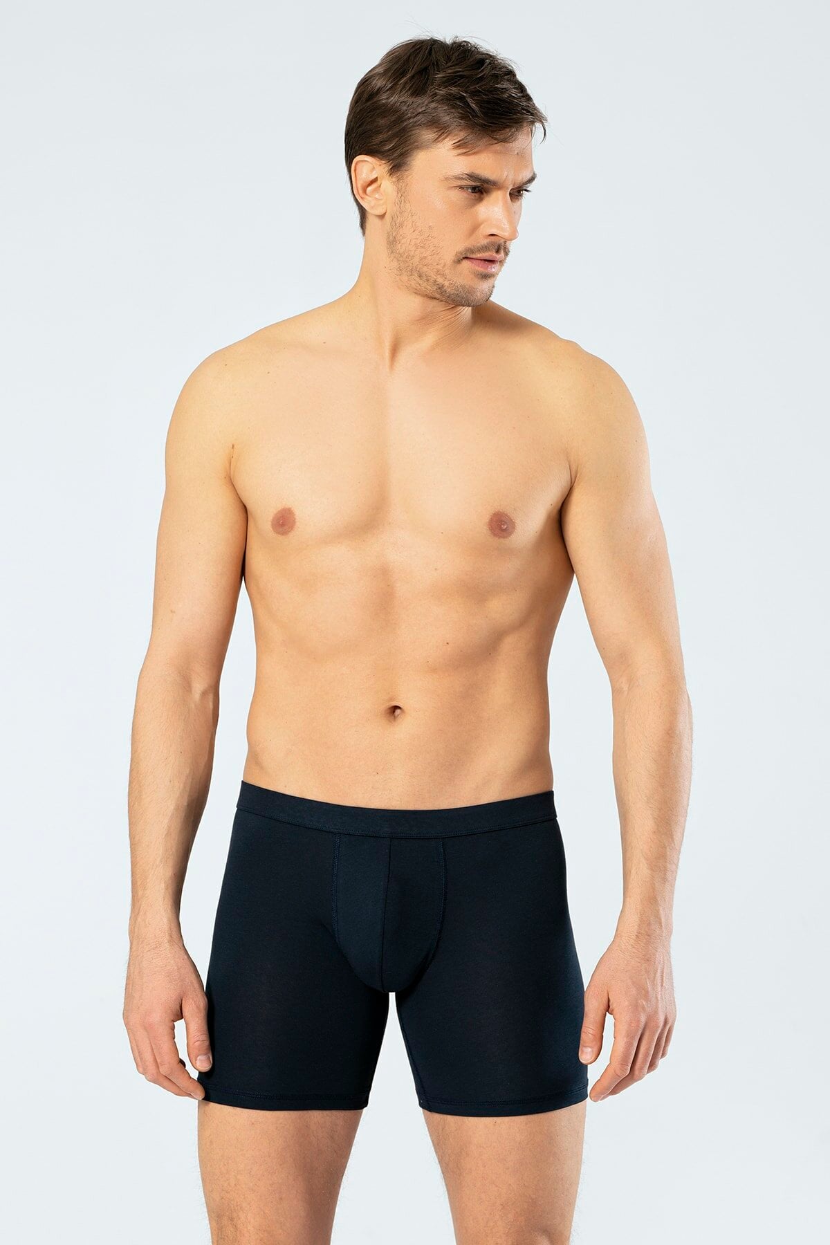 Cacharel 1336 Lacivert Erkek Likralı Bel Bantlı Uzun Boxer