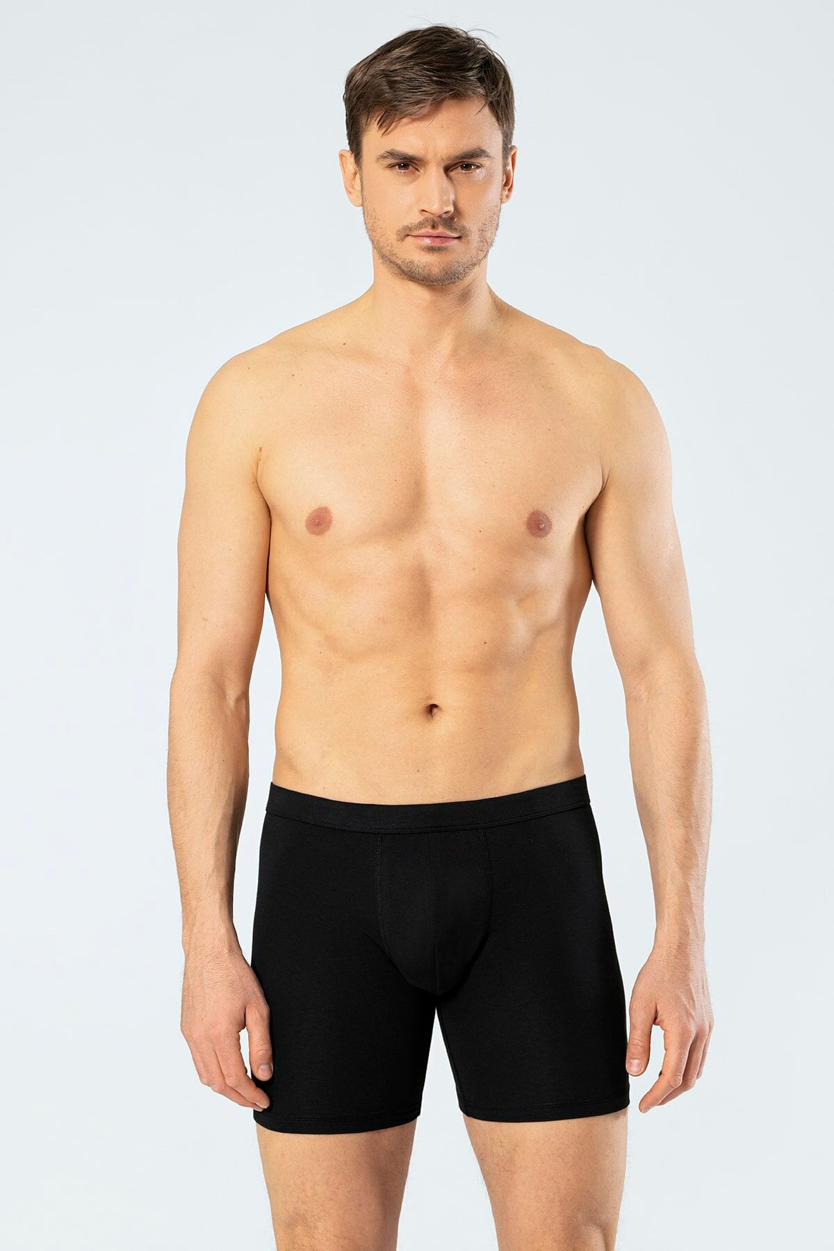 Cacharel 1336 Siyah Erkek Likralı Bel Bantlı Uzun Boxer