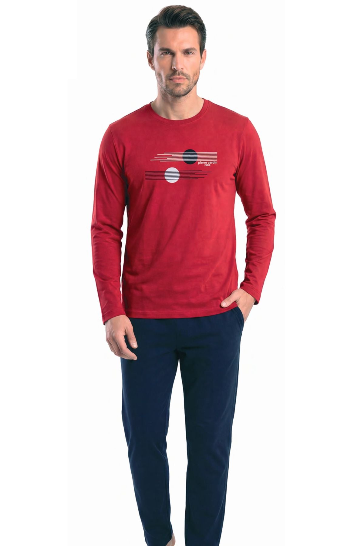 	Pierre Cardin 6153 Erkek Bordo Uzun Kollu Bisiklet Yaka Pijama Takımı