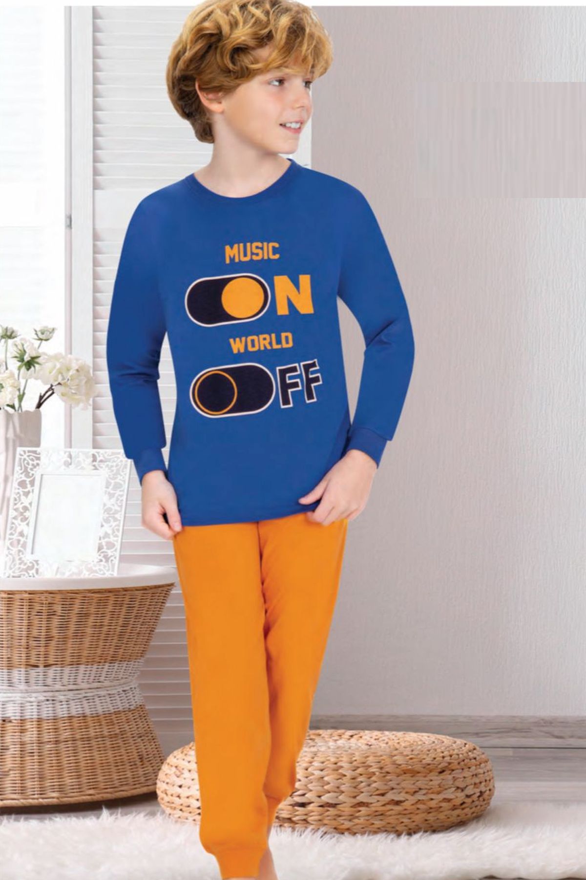 Ersoy Çocuk 715U Erkek Çocuk Saks Uzun Kollu Pijama TakımıErkek Çocuk PijamaErsoy Çocuk