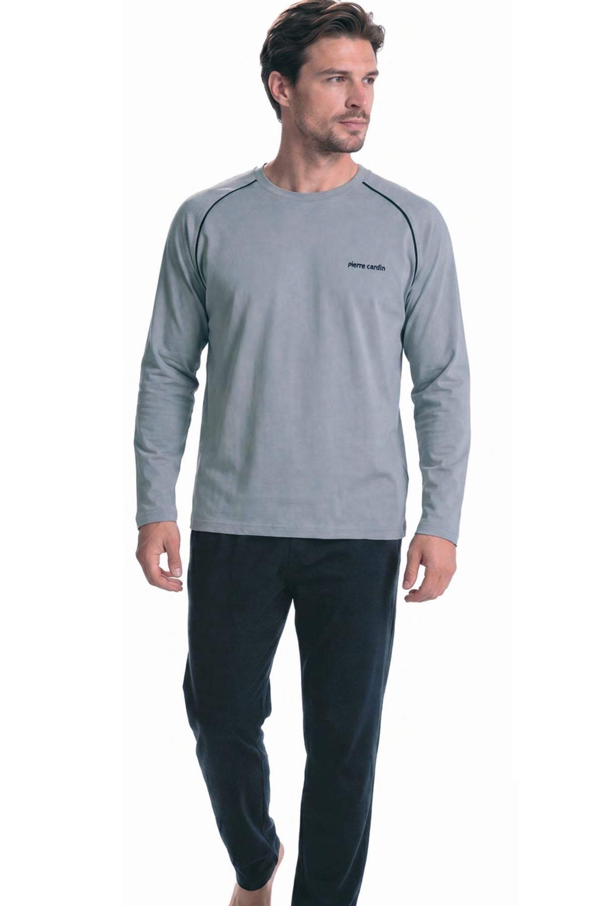 	Pierre Cardin 6165 Erkek Grı Uzun Kollu Bisiklet Yaka Pijama Takımı