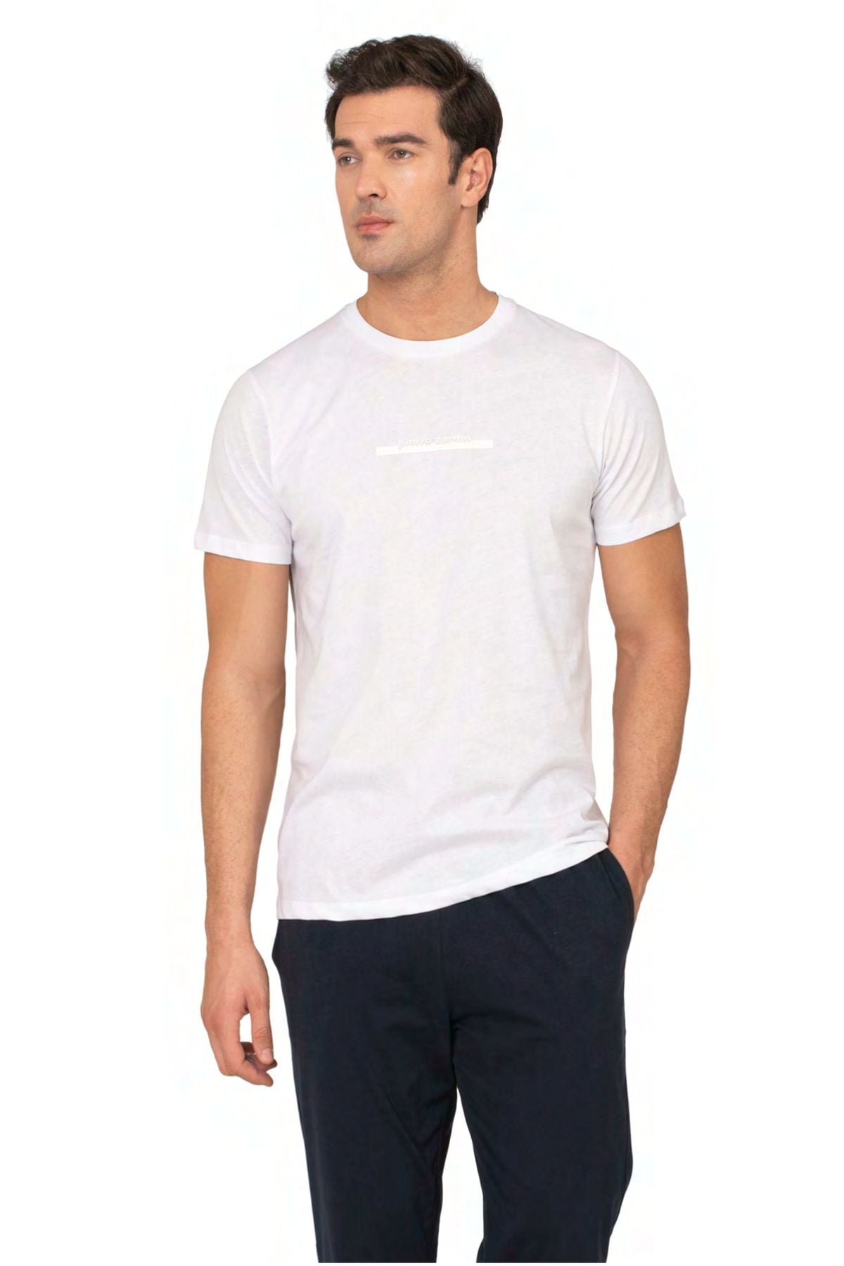 	Pierre Cardin 6135B Erkek Beyaz Kısa Kollu Yuvarlak Yaka Pijama Takımı