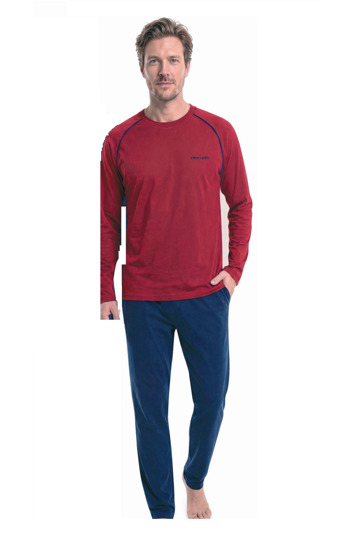	Pierre Cardin 6165 Erkek Bordo Uzun Kollu Bisiklet Yaka Pijama Takımı