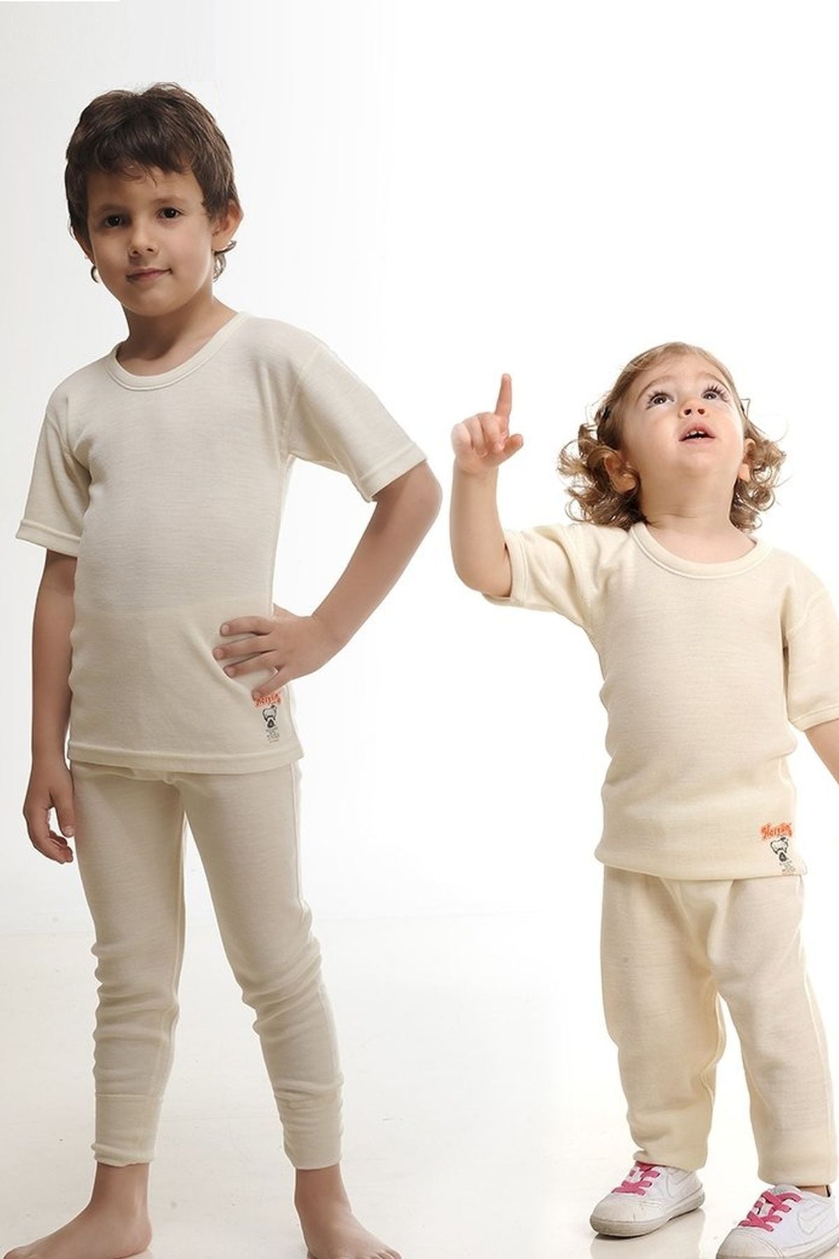 HasYün İçlik 550 Krem Çocuk Unisex Uzun Yün İçlik Termal Don