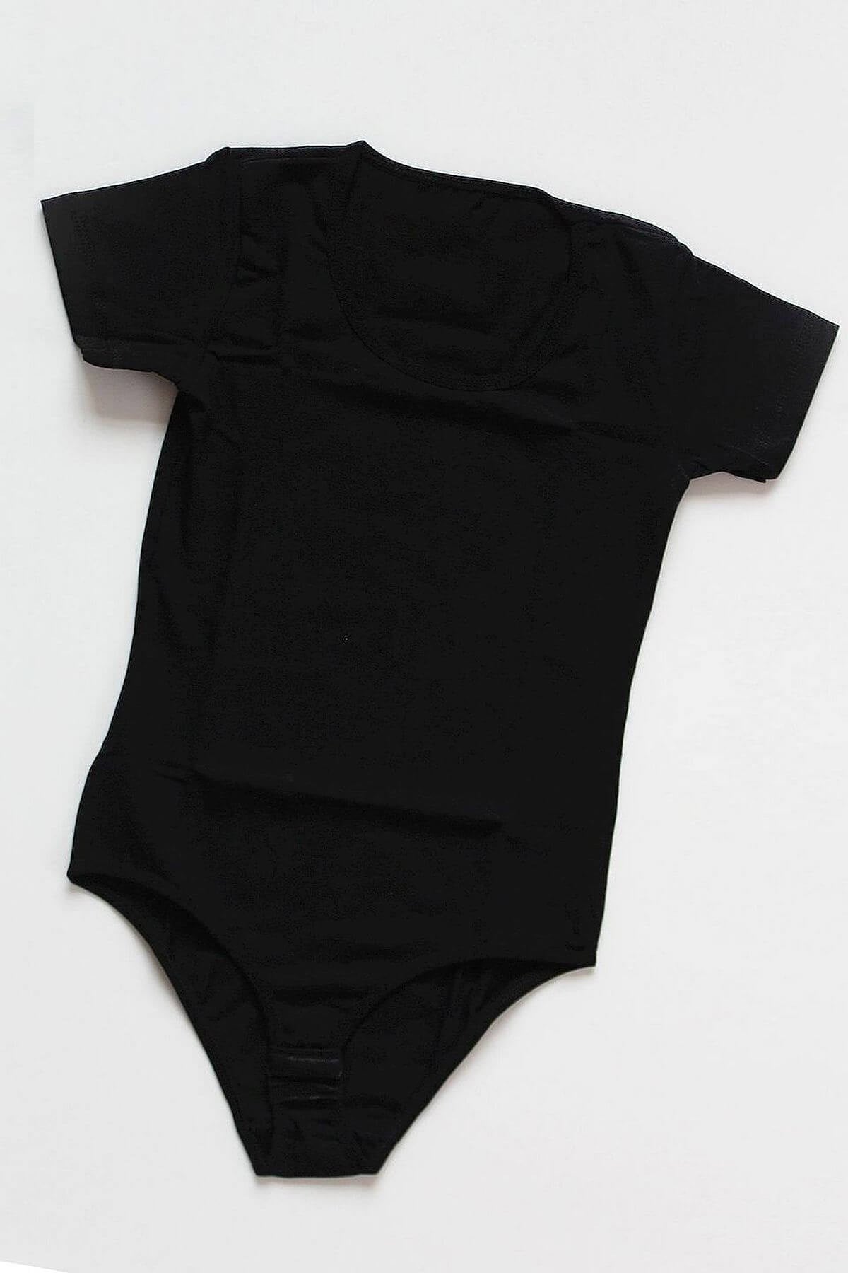 Kız Çocuk 6'lı Paket Siyah Pamuklu Bisiklet Yaka Kısa Kol Çıtçıtlı BadiKız Çocuk BadiAnıt Lingerie