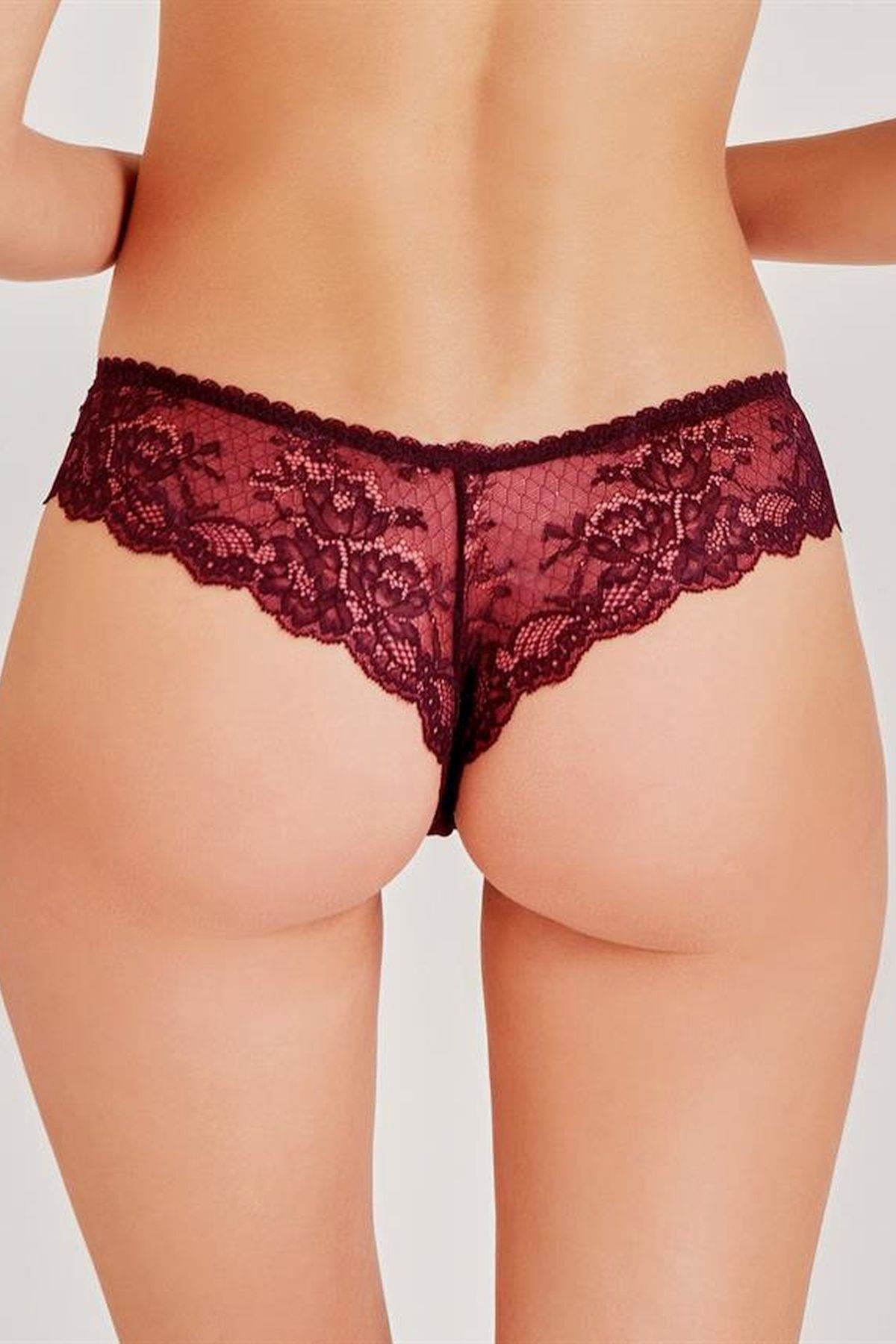 Magic Form 189 Kadın Bordo Dantelli Brazil Külot