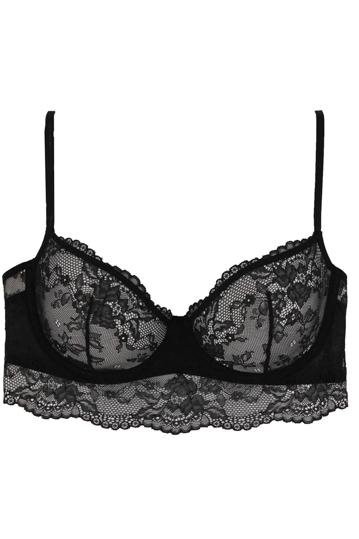 Magic Form 2216 Kadın Siyah Dantelli Arkası İp Detaylı Destekli Sütyen