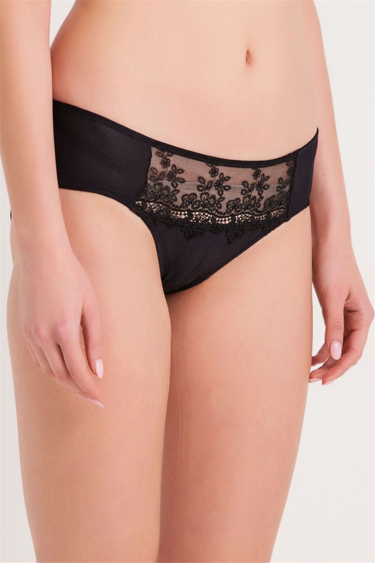 Magic Form 285 Kadın Siyah Önü Güpürlü Yüksek Bel Külot