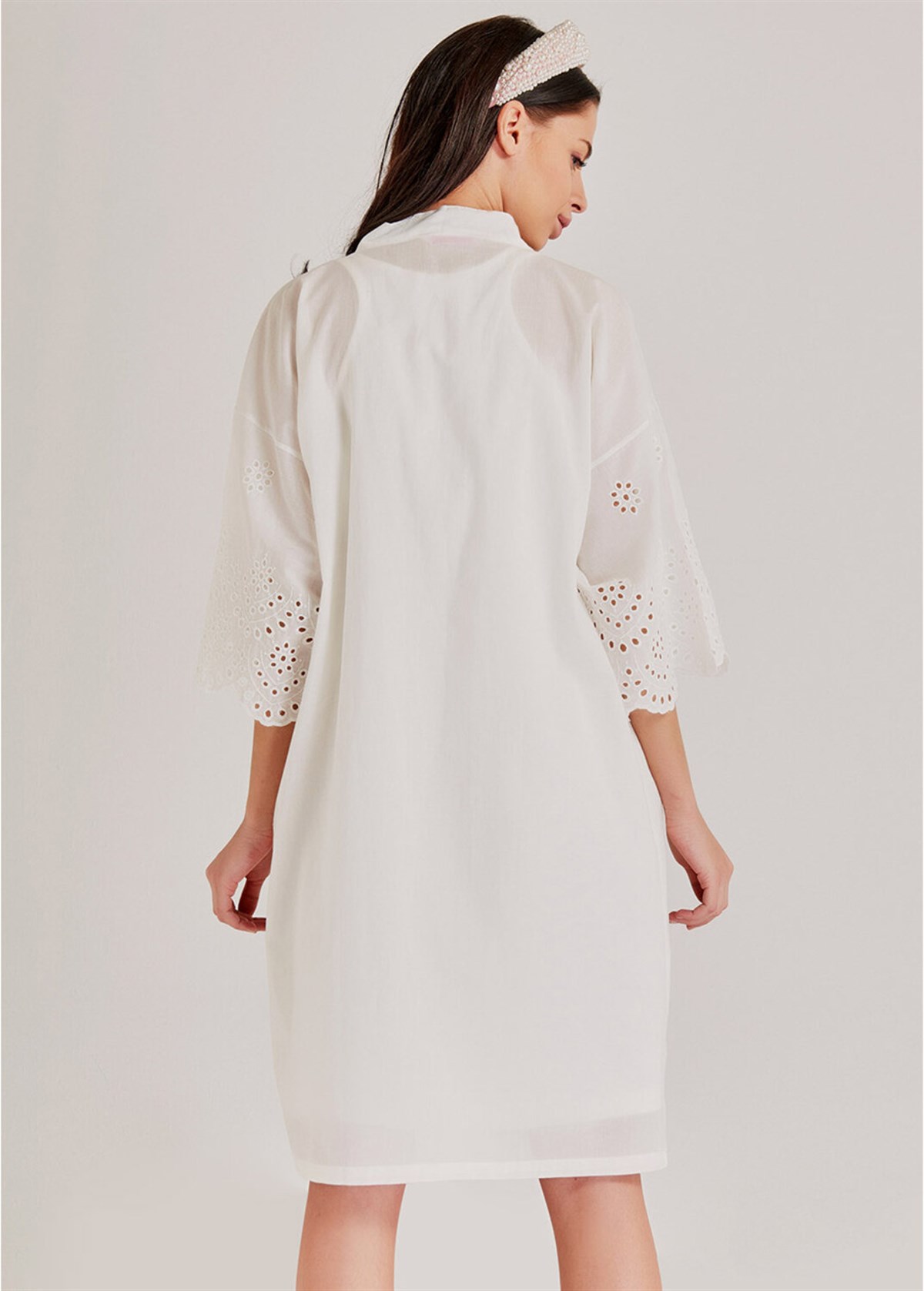 Magic Form 30108 Ekru Sabahlıklı Hamile Lohusa Gecelik Takımı